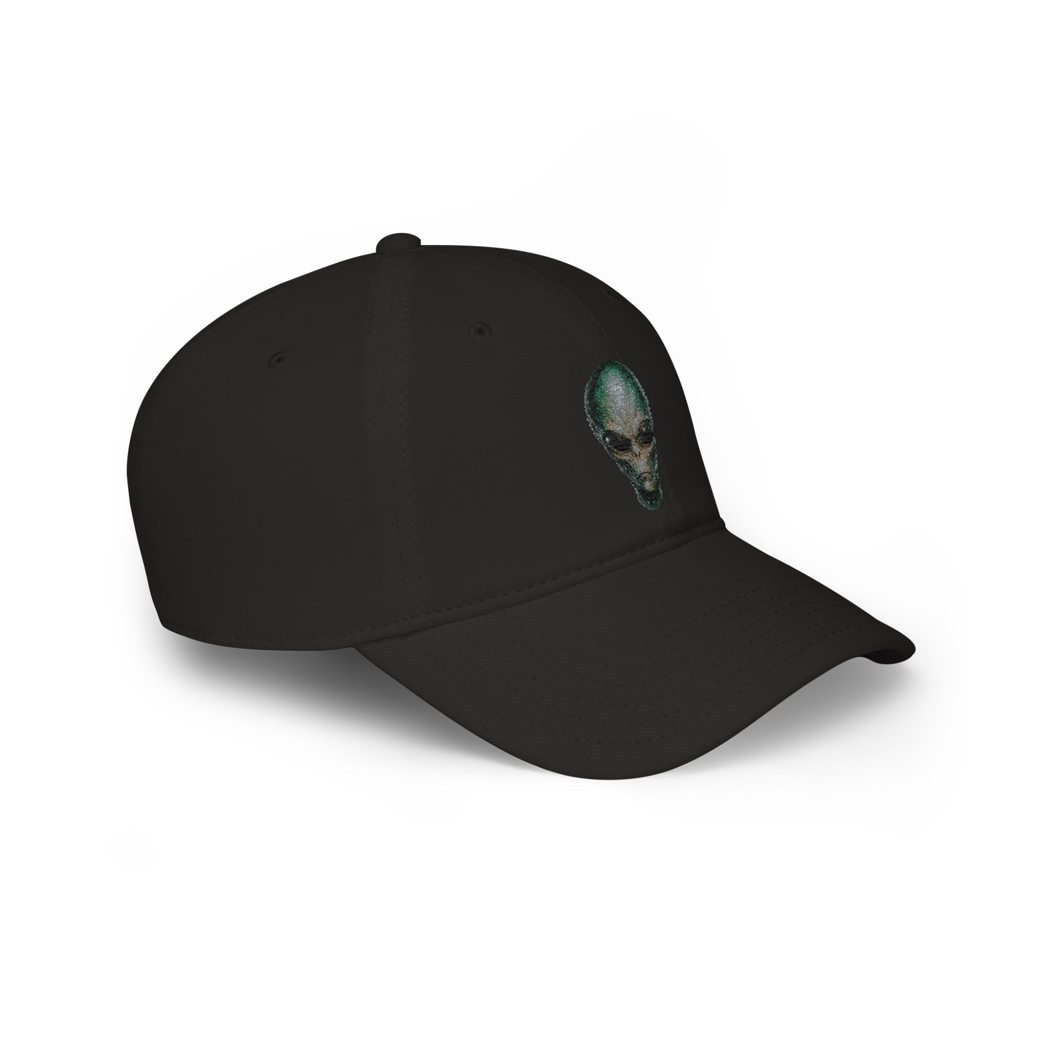 Alien Skull Red Baseball Cap — Retro Space Graphic Low Profile Hat