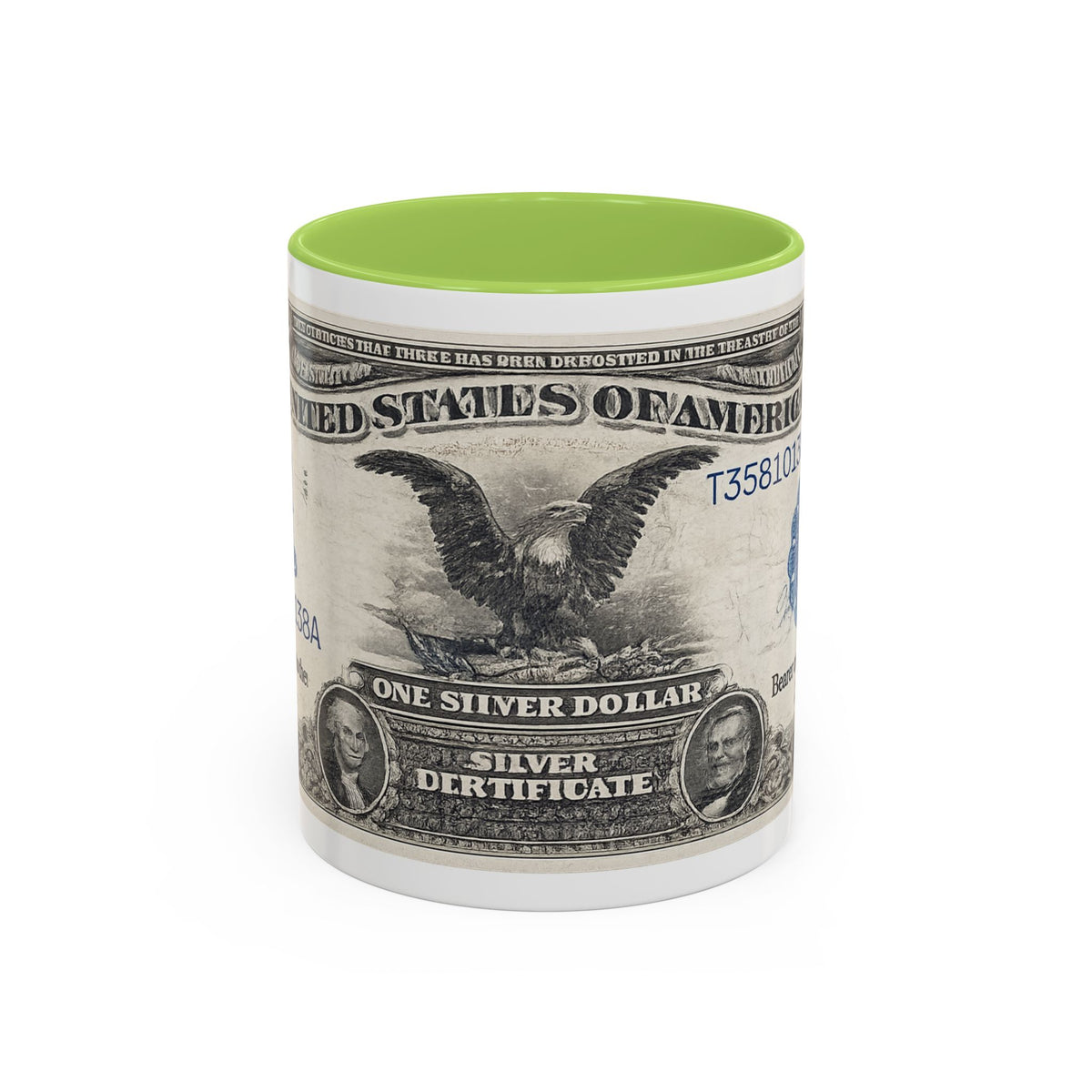 Dollar Bill Accent Coffee Mug — Vintage US Currency Design (11/15oz)