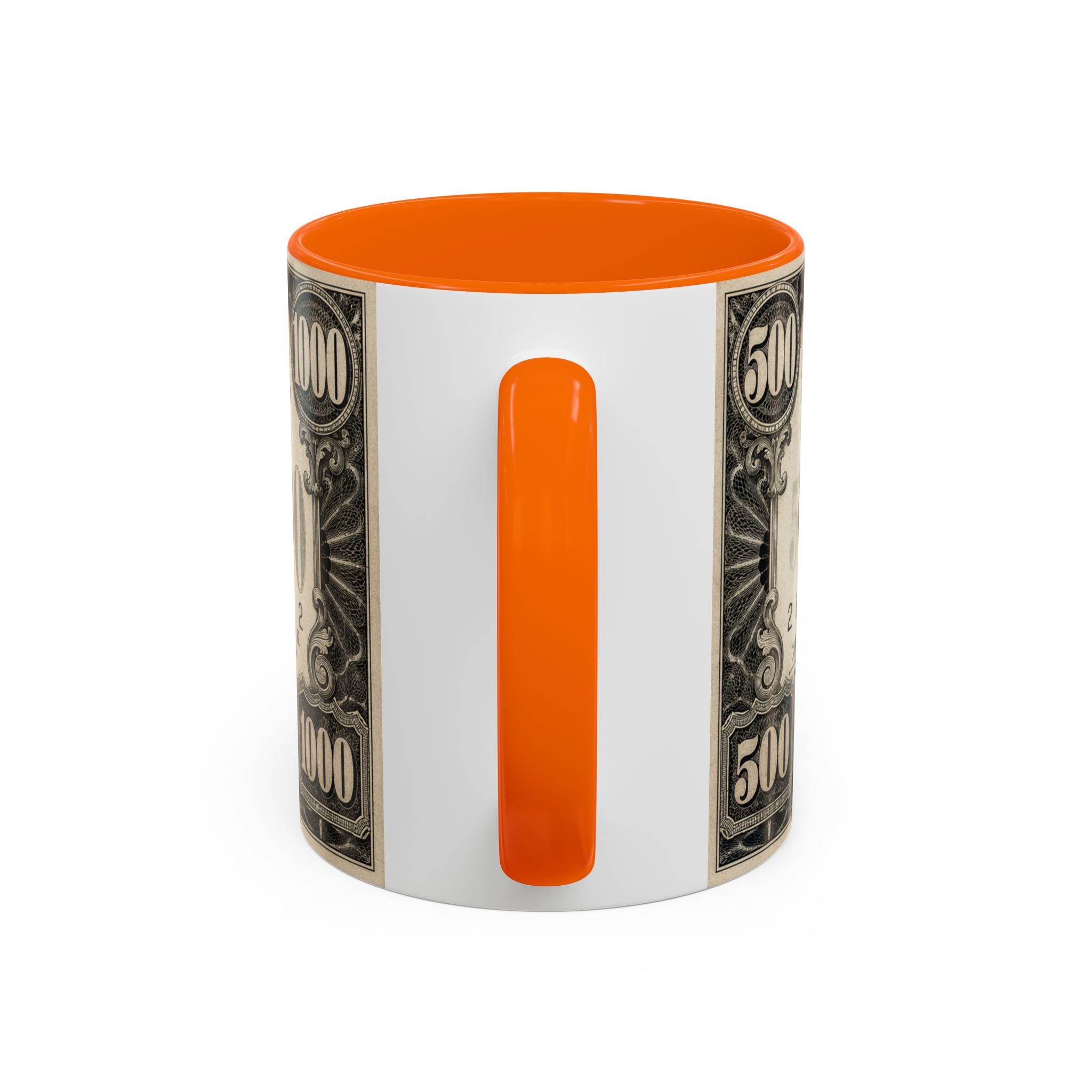Money Print Coffee Mug — Vintage 1000 & 500 Note Accent Mug