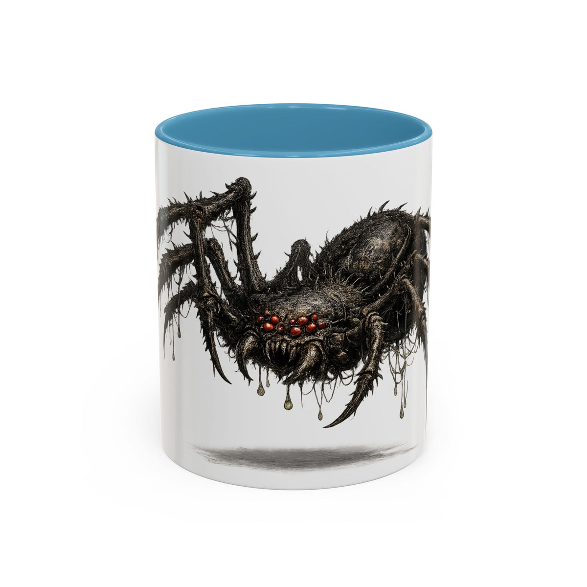 Spider Horror Accent Coffee Mug — Creepy Red-Eyed Arachnid Design (11/15oz)