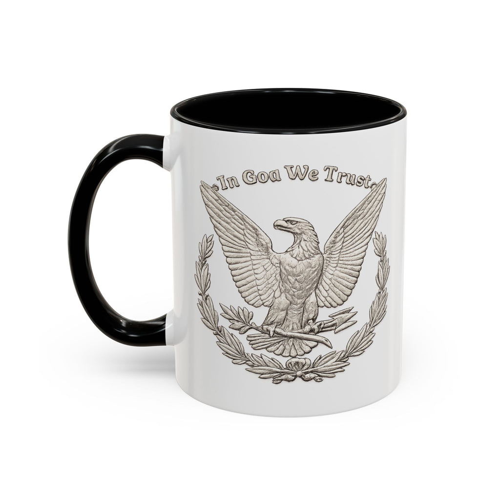 Eagle Emblem Coffee Mug — "In God We Trust" Accent Ceramic Mug (11/15oz)