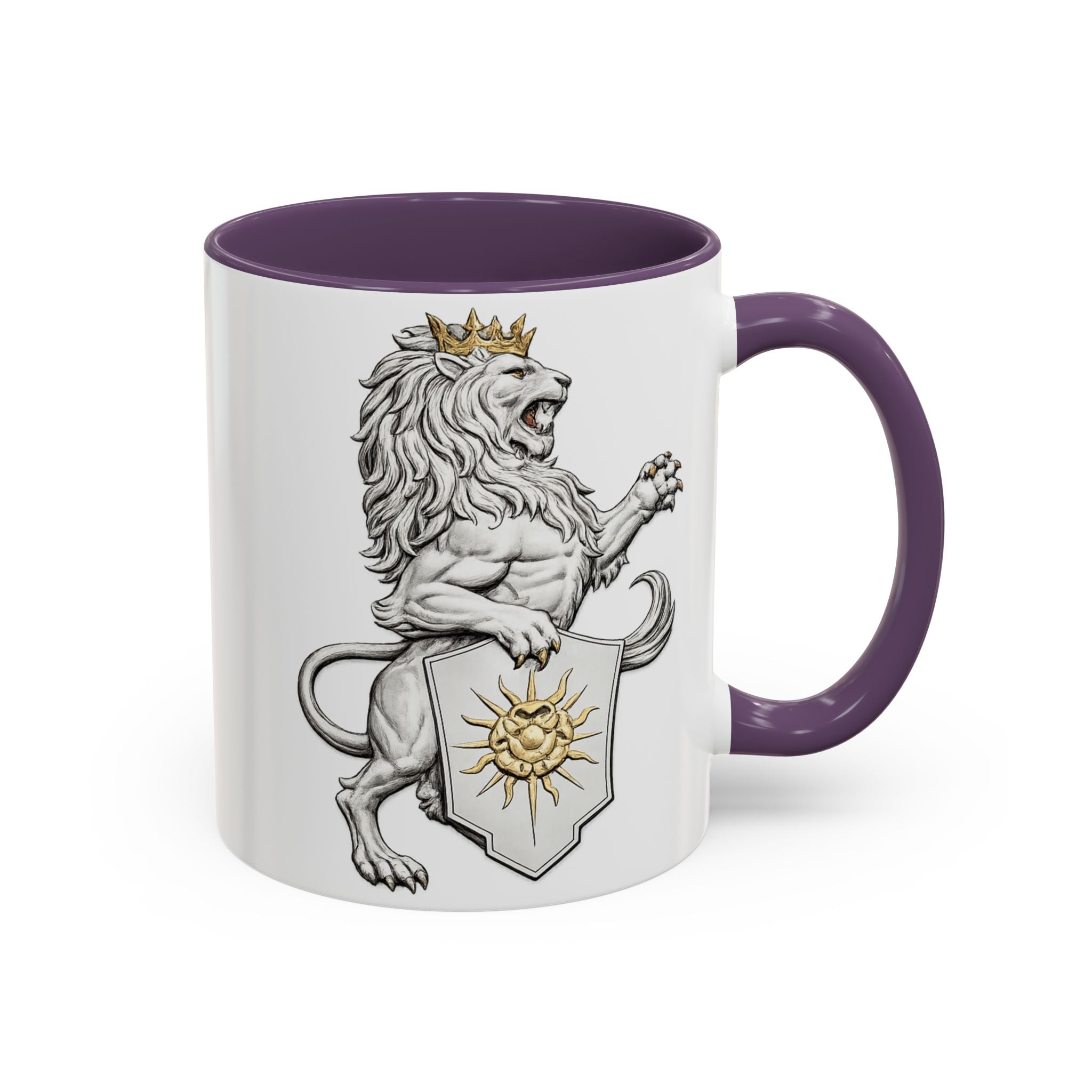 Royal Lion Crest Coffee Mug — Heraldic Crowned Lion Design (11/15oz)