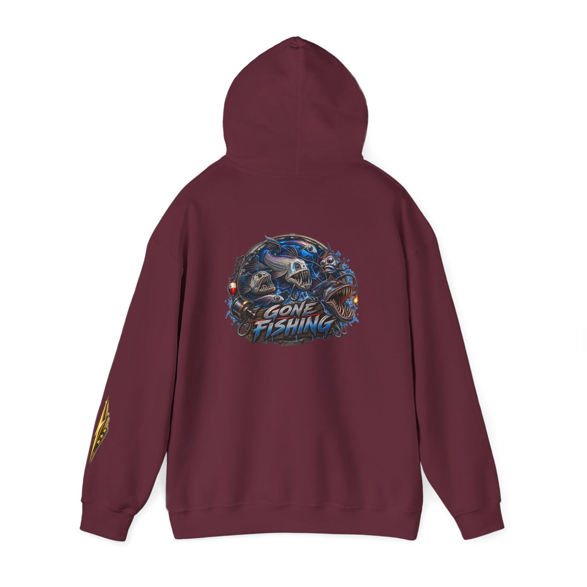 Fishing Skull Hoodie — "Gone Fishing" Graphic Pullover for Anglers