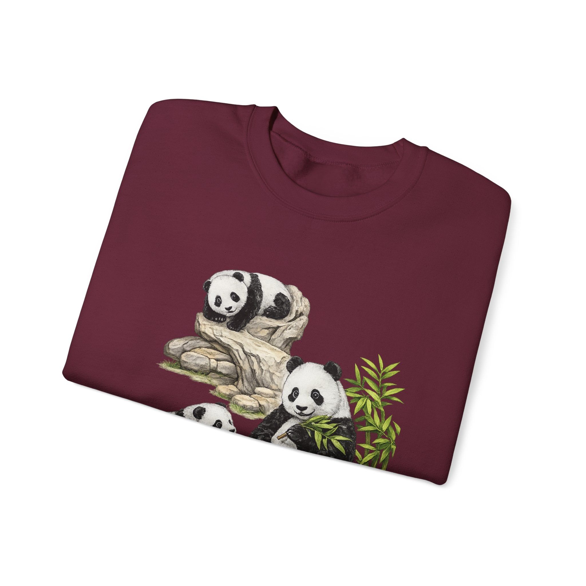 Panda Family Crewneck Sweatshirt — Cute Bamboo Bears Graphic