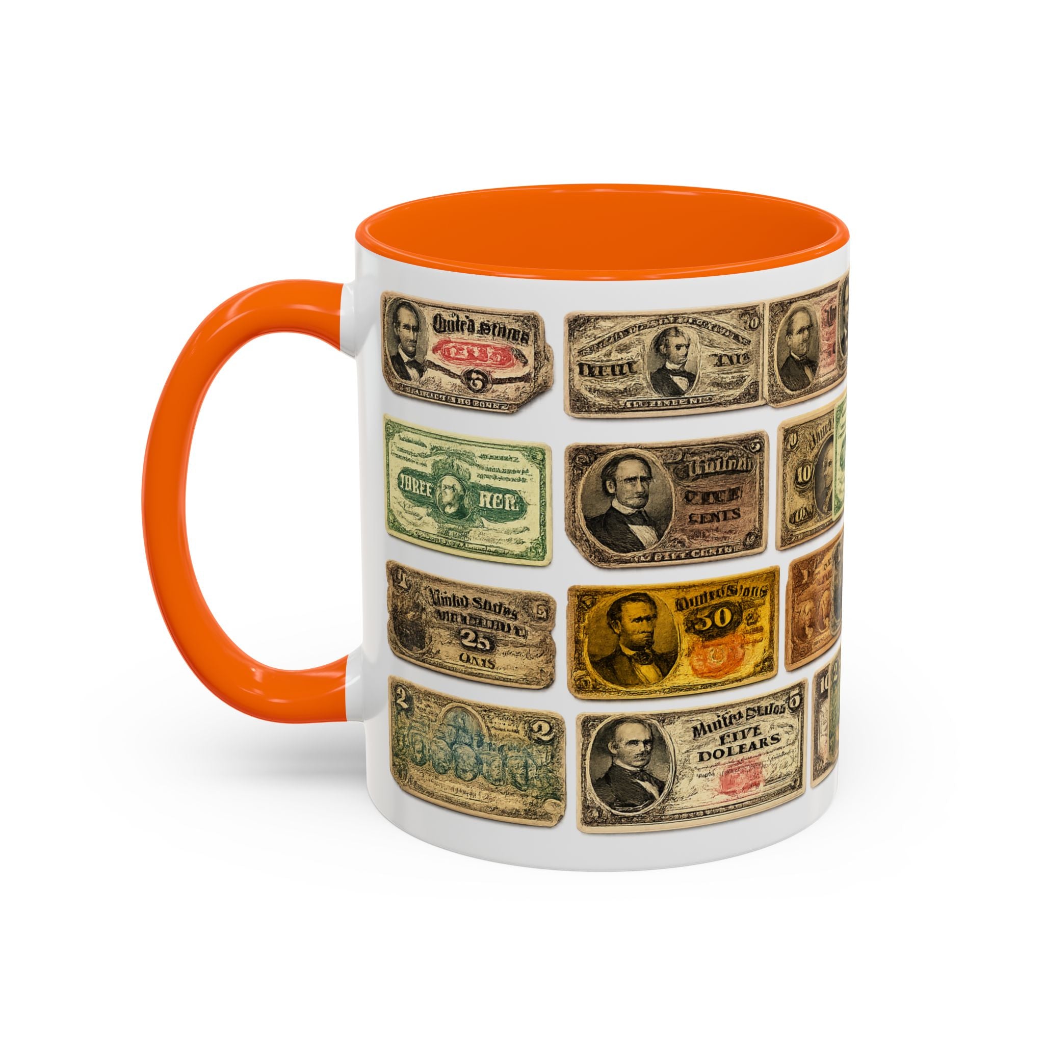 Vintage US Fractional Currency Coffee Mug – Retro Banknote Accent Mug (11/15 oz)