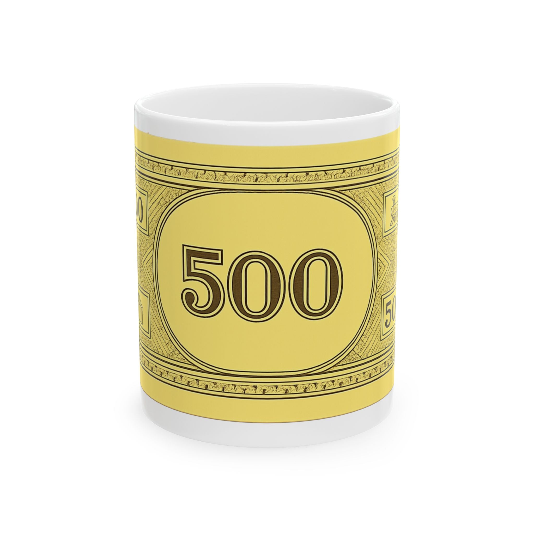 Money Bill 500 Ceramic Mug — Funny Cash Novelty Coffee Cup