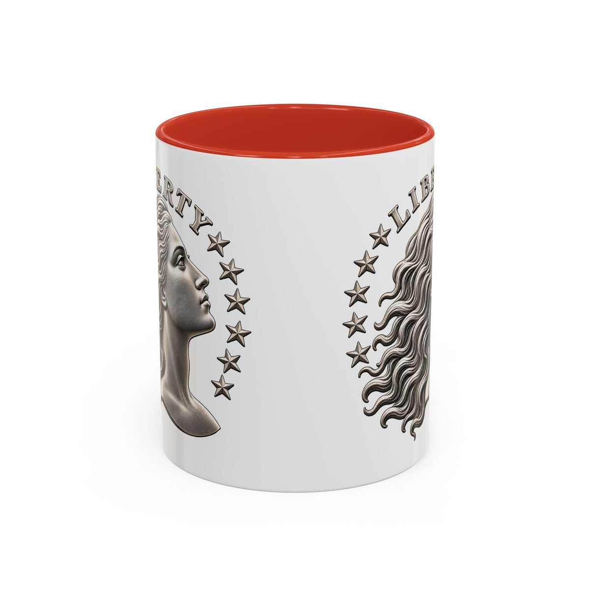 Liberty Coin Accent Coffee Mug — Vintage Lady Head Design (11/15 oz)