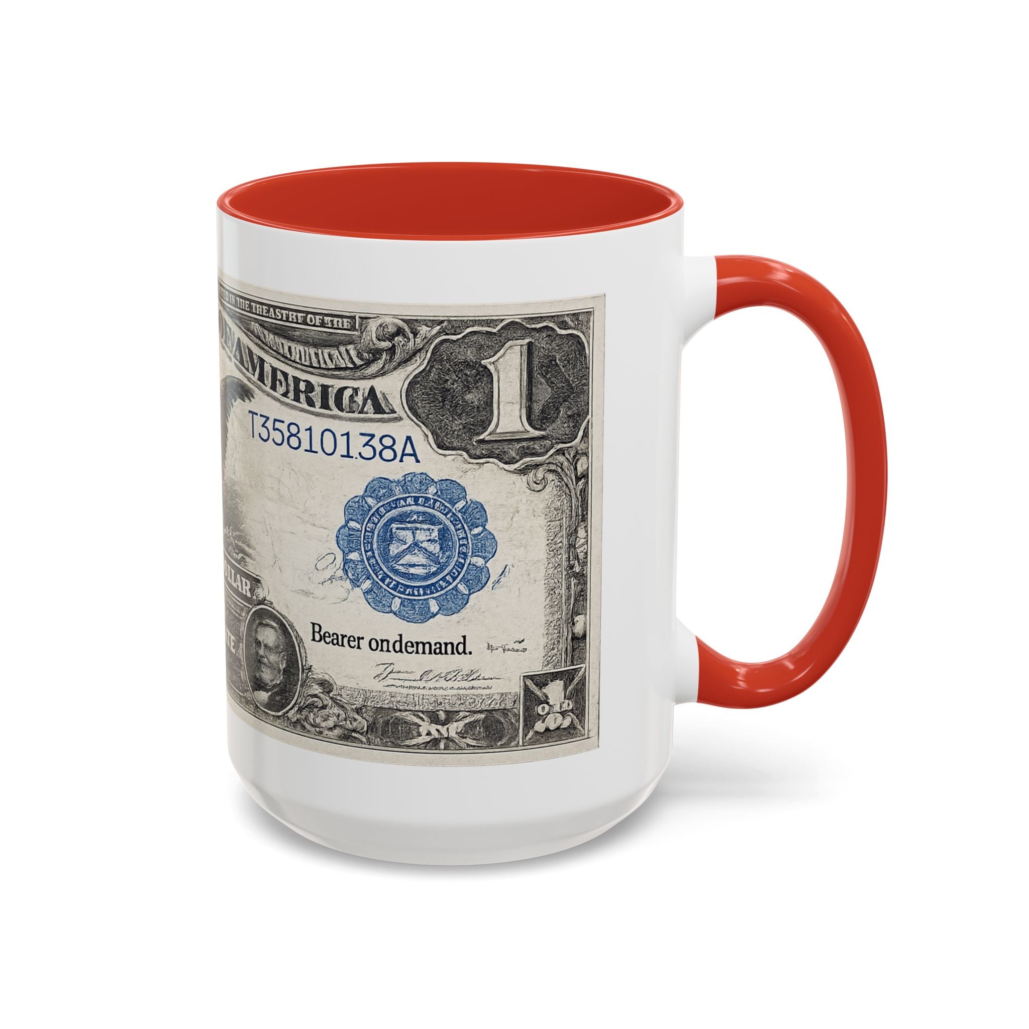 Dollar Bill Accent Coffee Mug — Vintage US Currency Design (11/15oz)