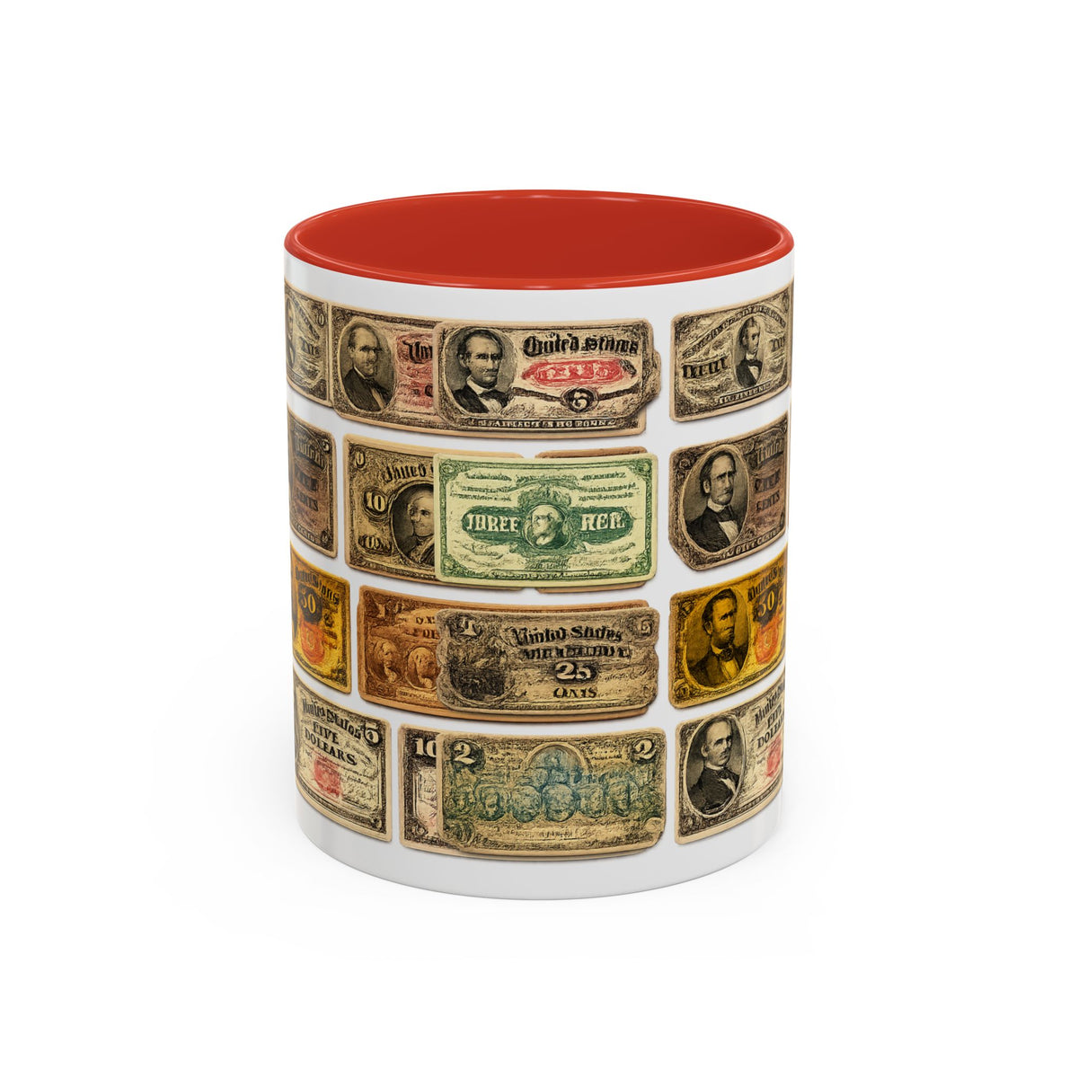 Vintage US Fractional Currency Coffee Mug – Retro Banknote Accent Mug (11/15 oz)
