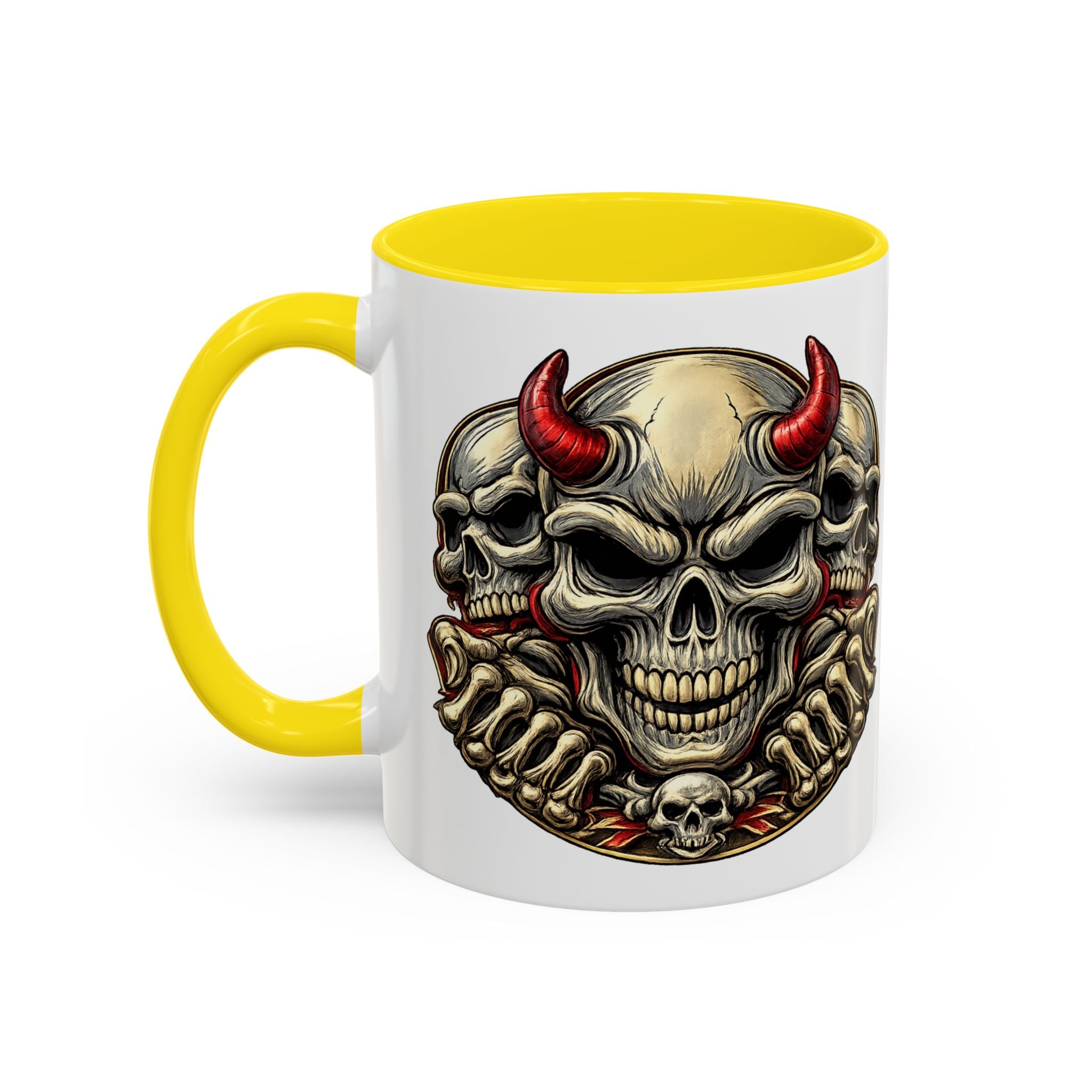 Devil Skull Accent Coffee Mug – Gothic Demon Skull Design (11/15 oz)
