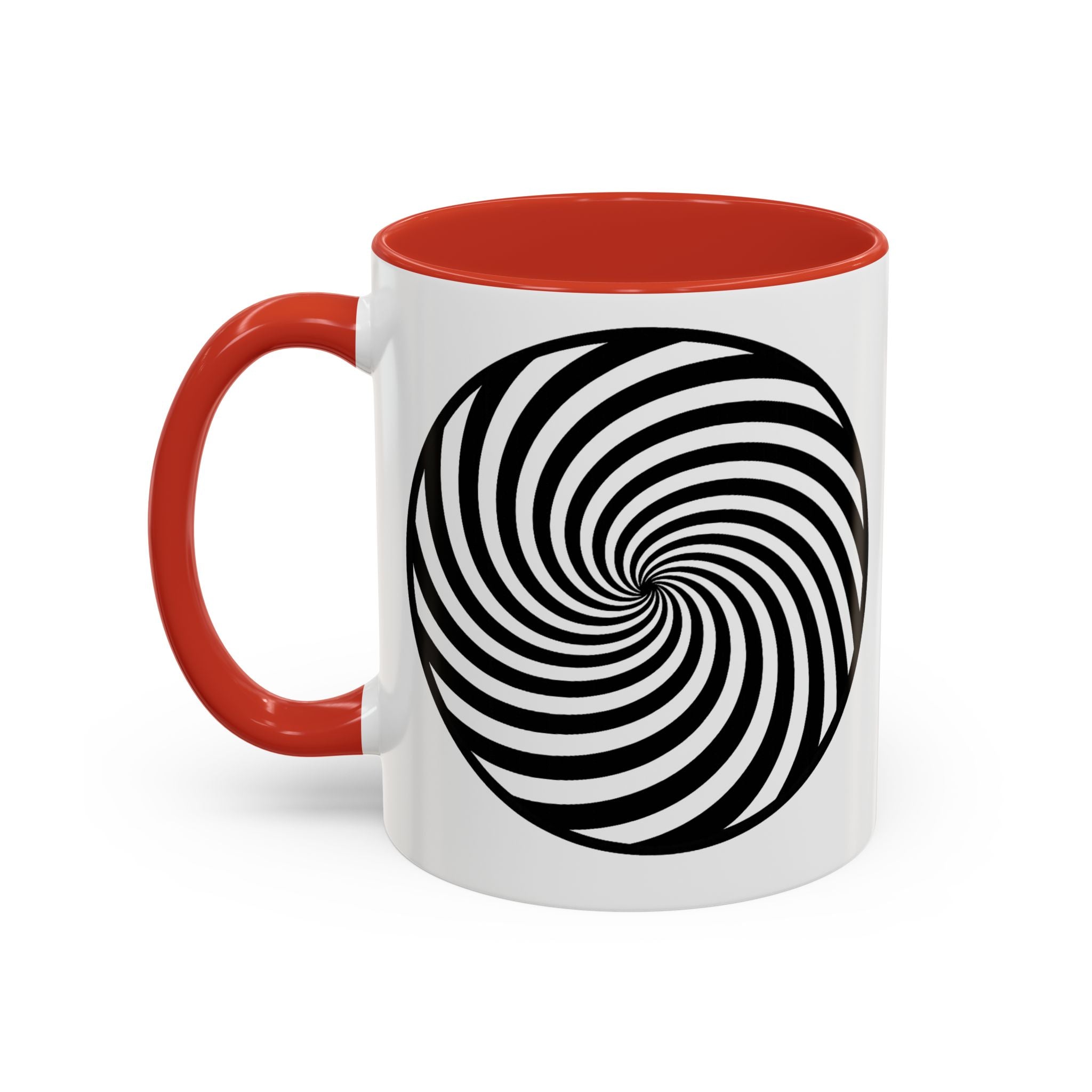 Hypnotic Swirl Accent Mug — Black & White Spiral Coffee Cup (11/15oz)