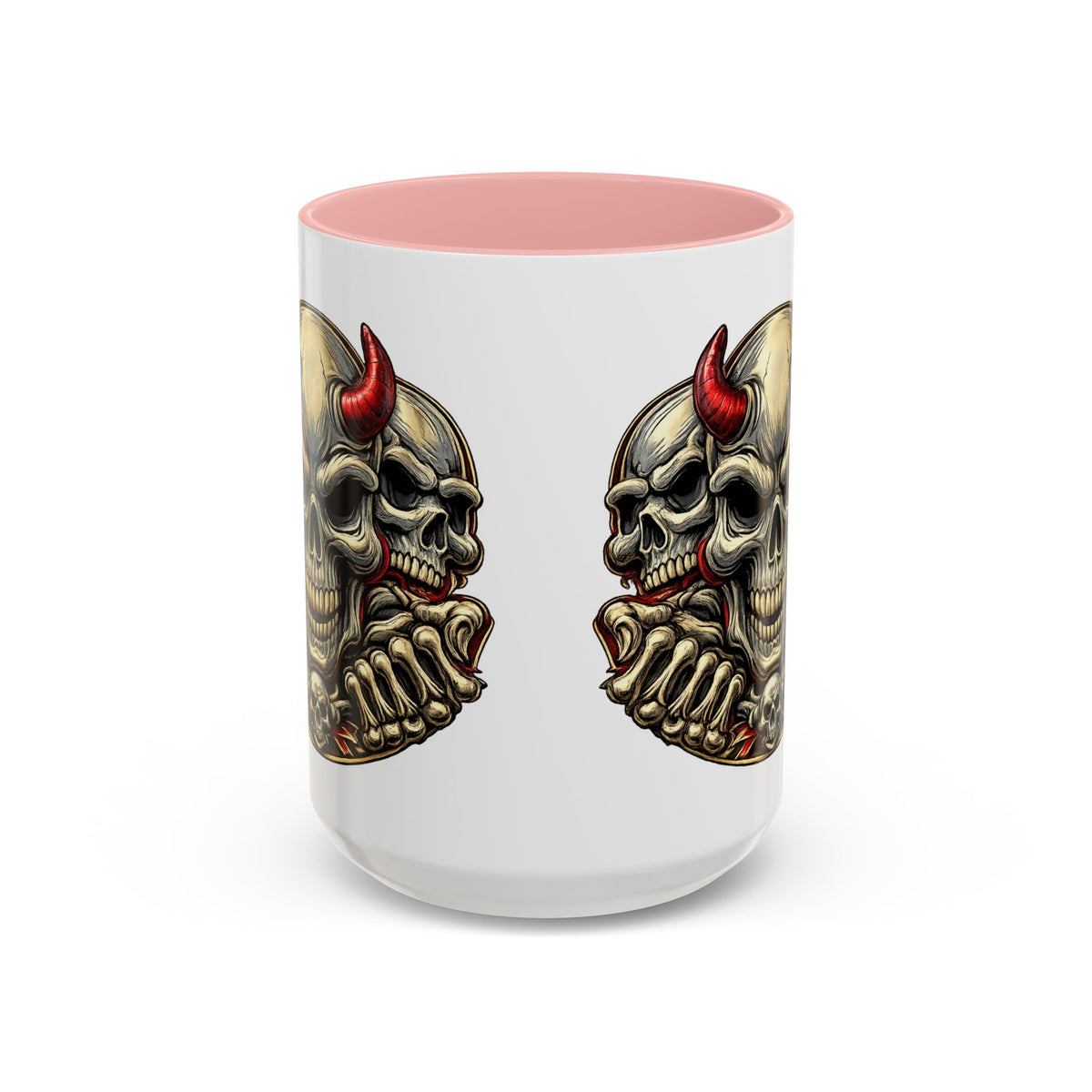 Devil Skull Accent Coffee Mug – Gothic Demon Skull Design (11/15 oz)