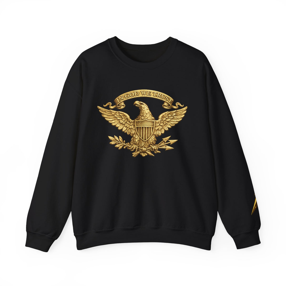 Gold Eagle Emblem Sweatshirt — ‘In God We Trust’ Vintage Patriotic Crewneck