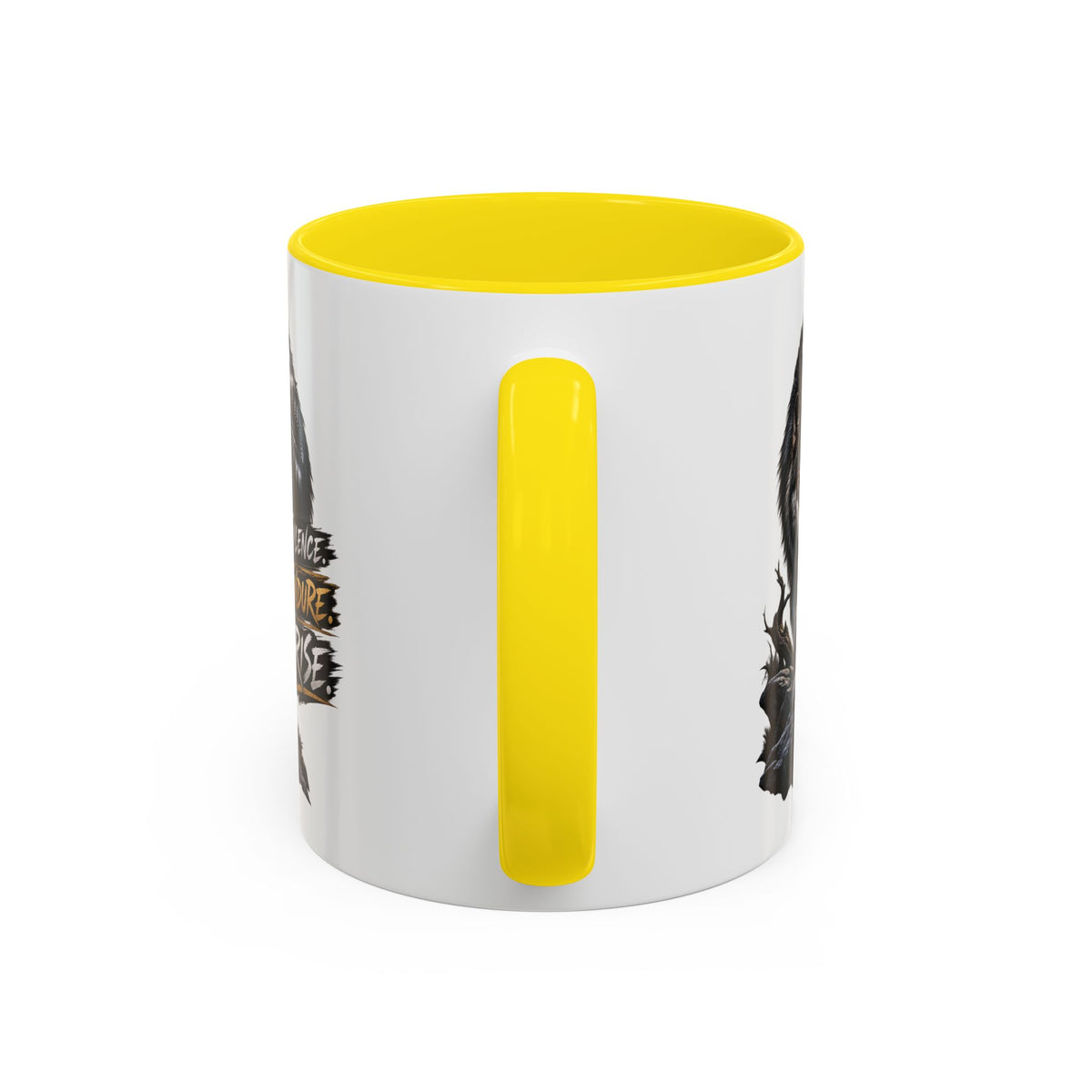 Wolf Graphic Coffee Mug — "Silence Endure Rise" Accent Ceramic Mug (11/15oz)