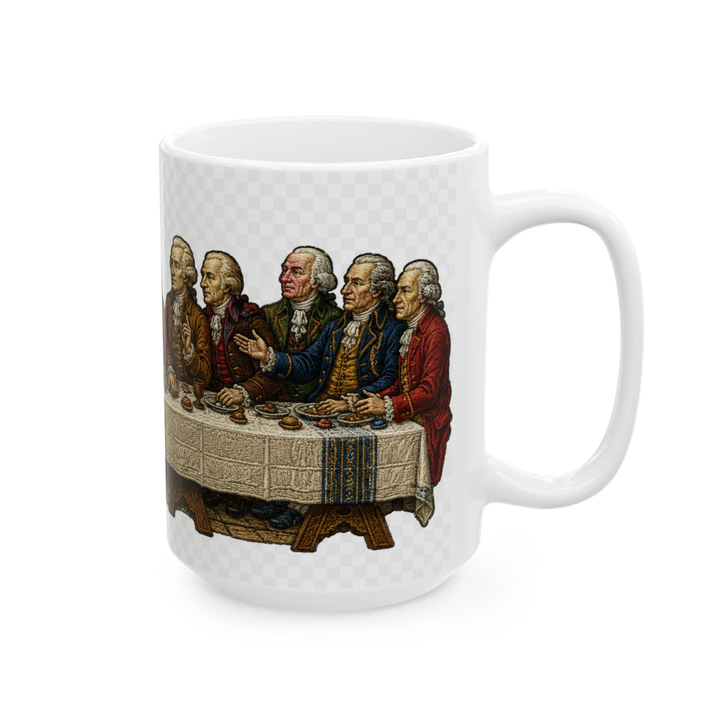 Founding Fathers Dinner Ceramic Mug – Historical Patriotic Coffee Cup (11oz/15oz)