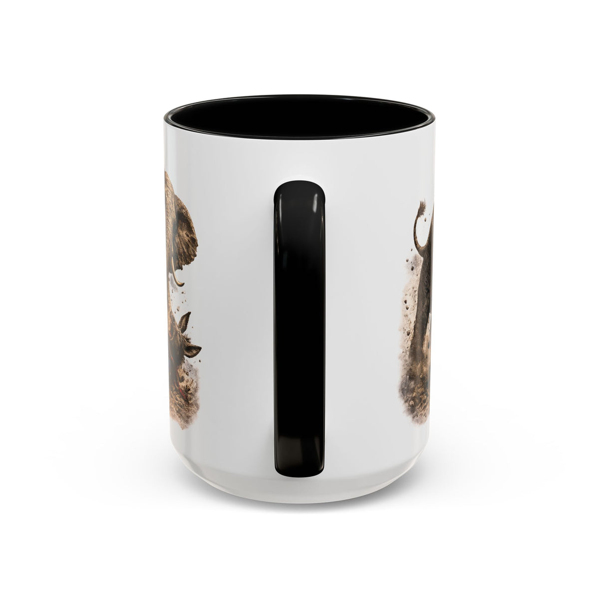 Elephant Charge Accent Coffee Mug — Dramatic Wildlife Illustration (11/15oz)