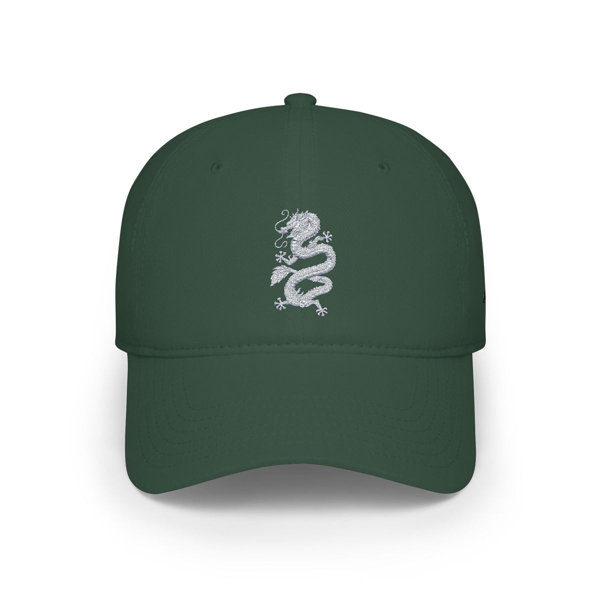 Low-Profile Baseball Cap with White Embroidered Dragon — Minimalist Streetwear Hat
