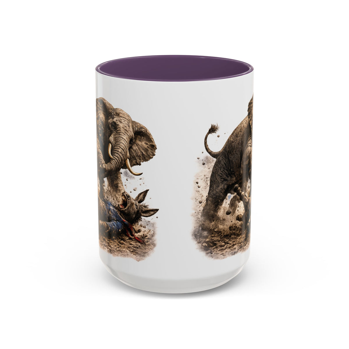 Elephant Charge Accent Coffee Mug — Dramatic Wildlife Illustration (11/15oz)