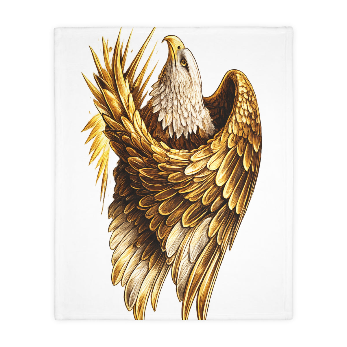 Golden Eagle Velveteen Throw Blanket — "Relentless" Two-Sided Microfiber