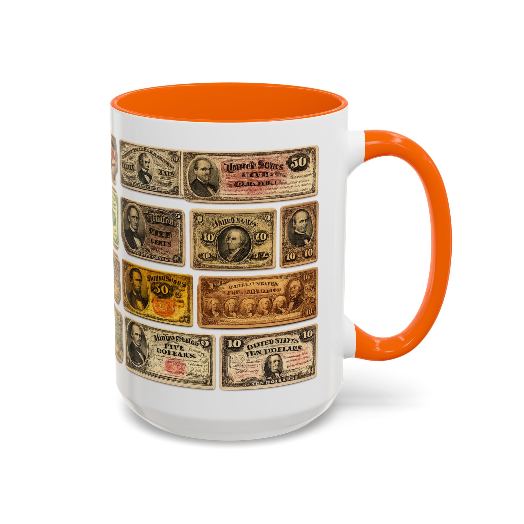 Vintage US Fractional Currency Coffee Mug – Retro Banknote Accent Mug (11/15 oz)