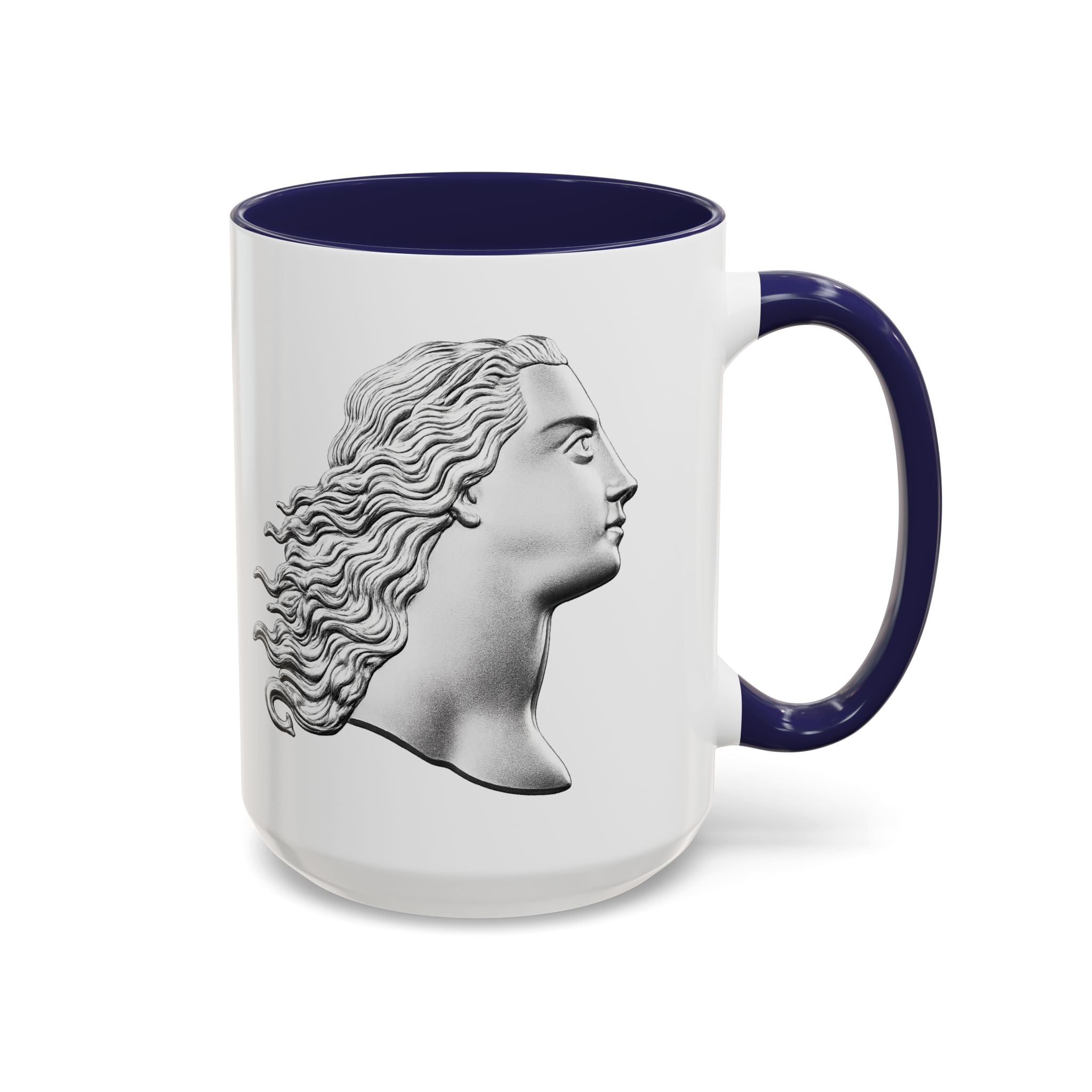 Classical Profile Accent Coffee Mug — Greek Goddess Bust Design (11/15oz)