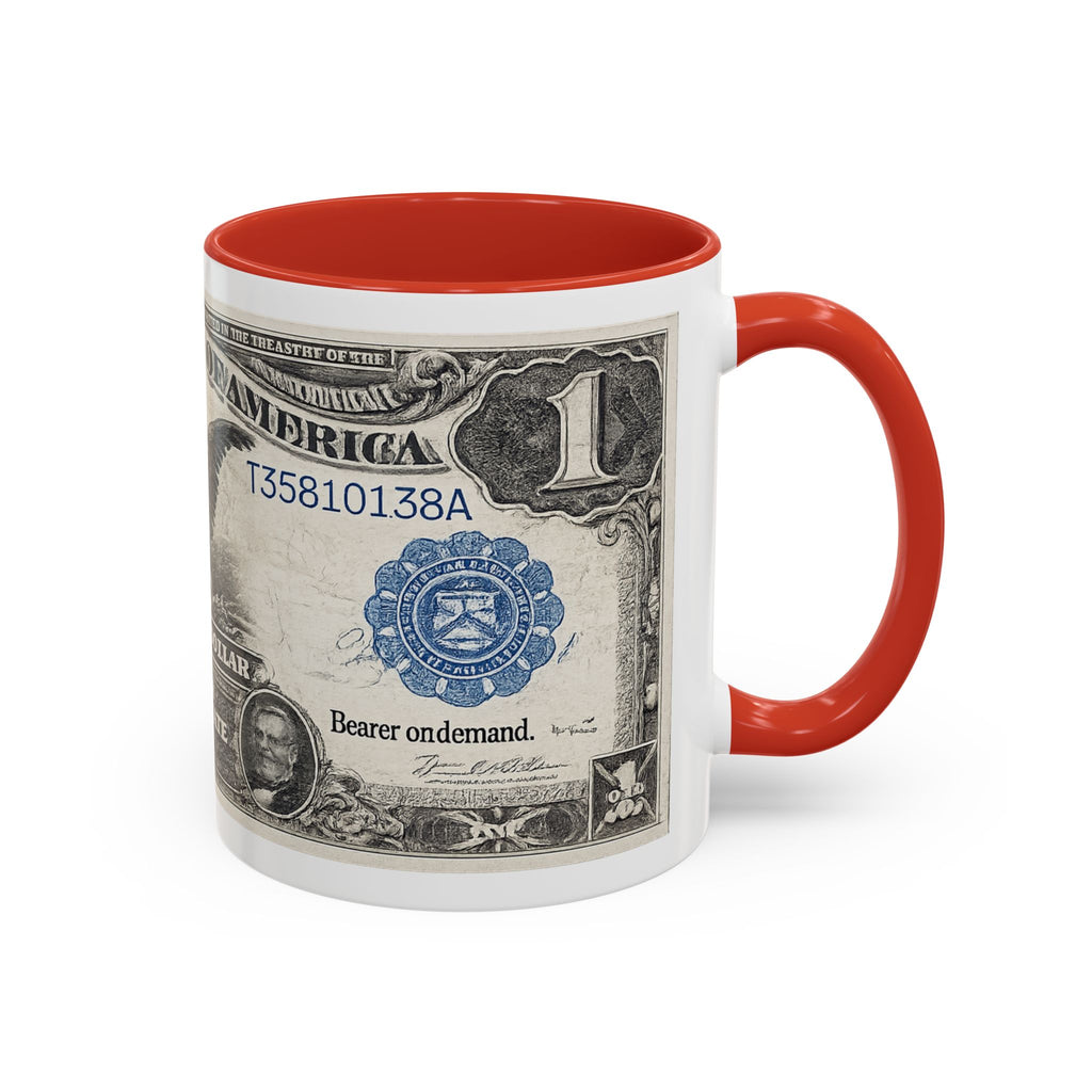 Dollar Bill Accent Coffee Mug — Vintage US Currency Design (11/15oz)