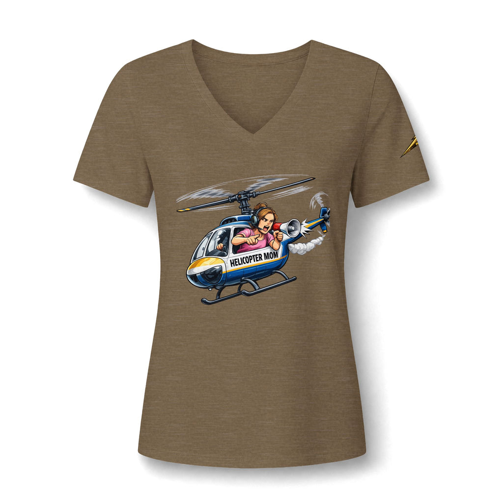 Women's V-Neck Tee — 'Helicopter Mom' Graphic Shirt