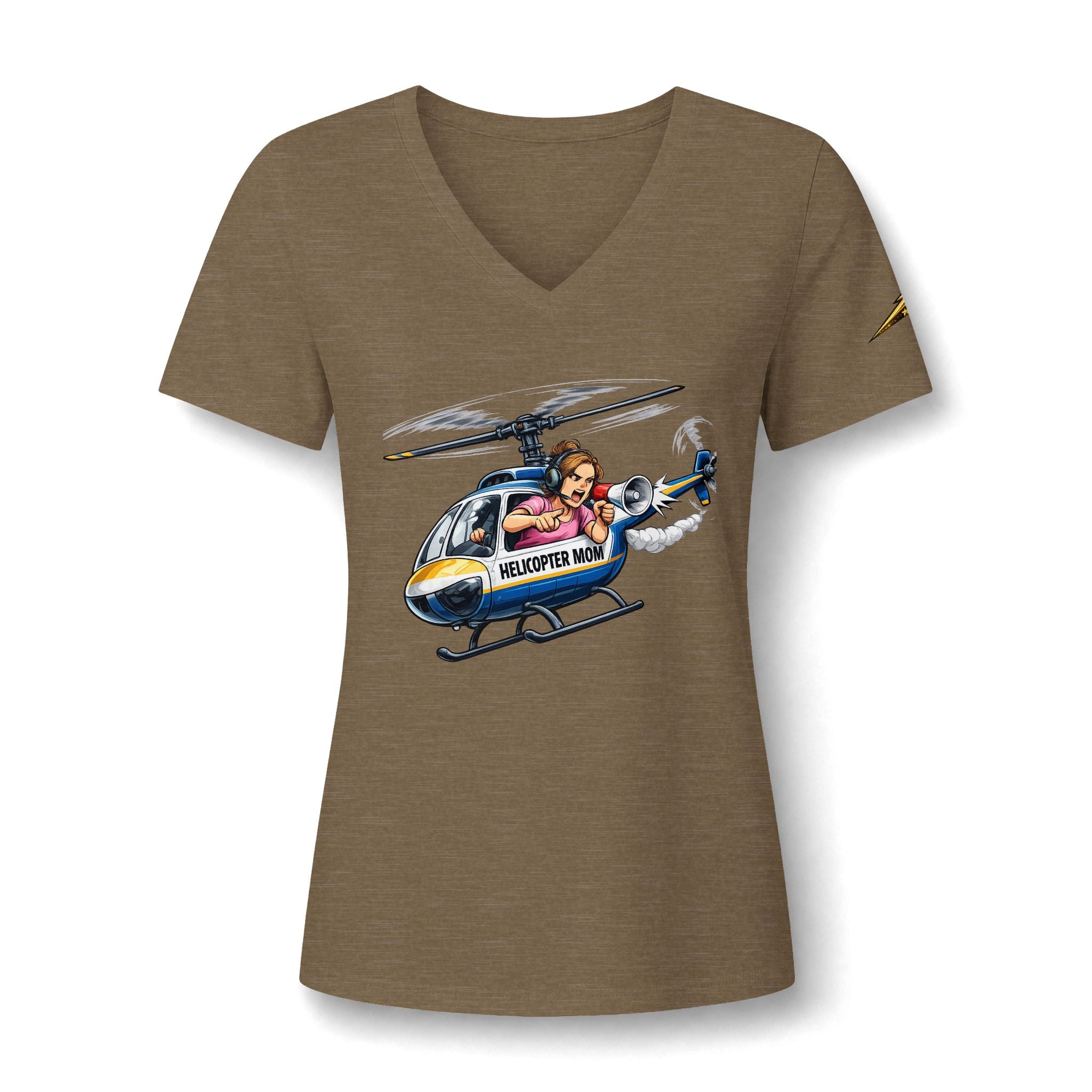 Women's V-Neck Tee — 'Helicopter Mom' Graphic Shirt