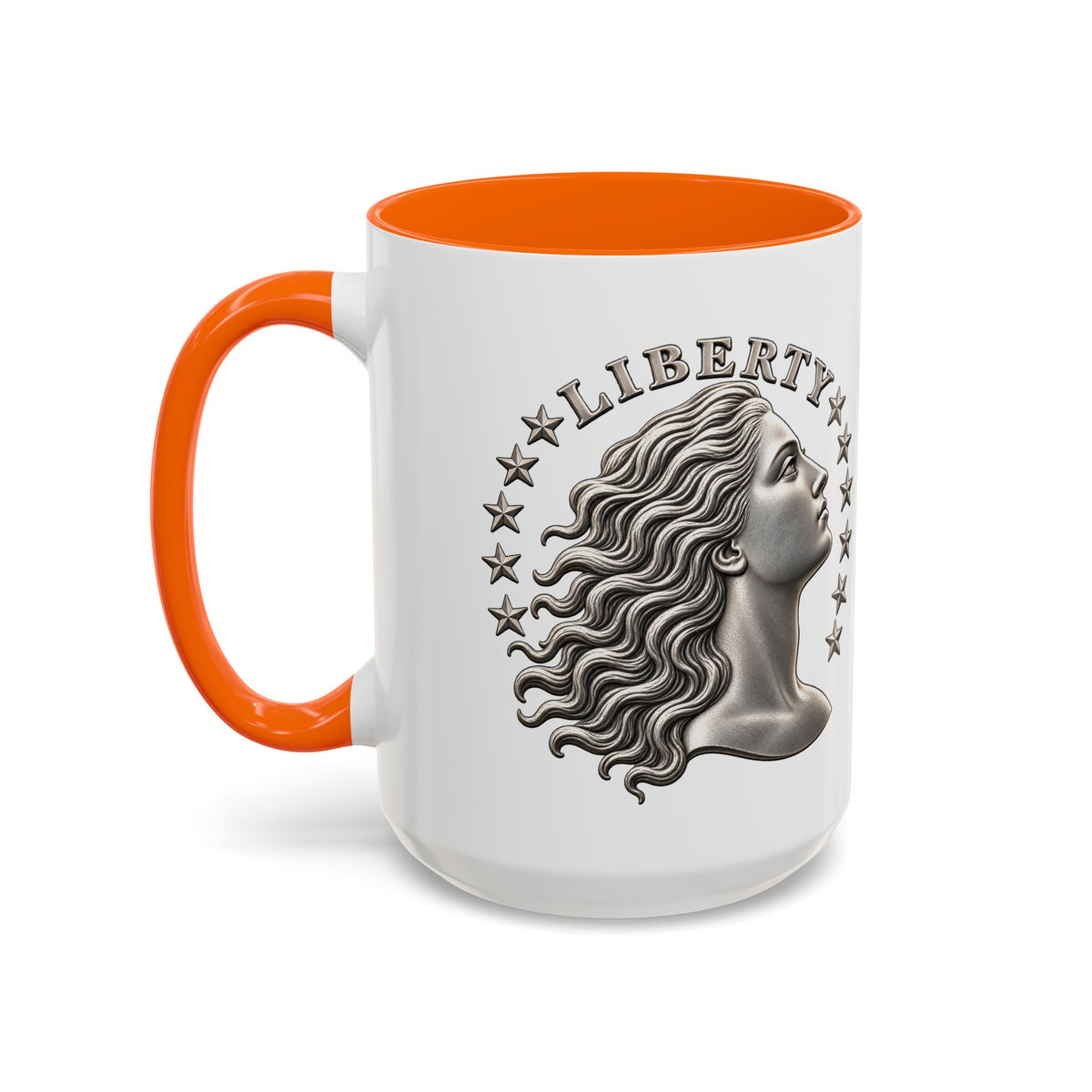 Liberty Coin Accent Coffee Mug — Vintage Lady Head Design (11/15 oz)