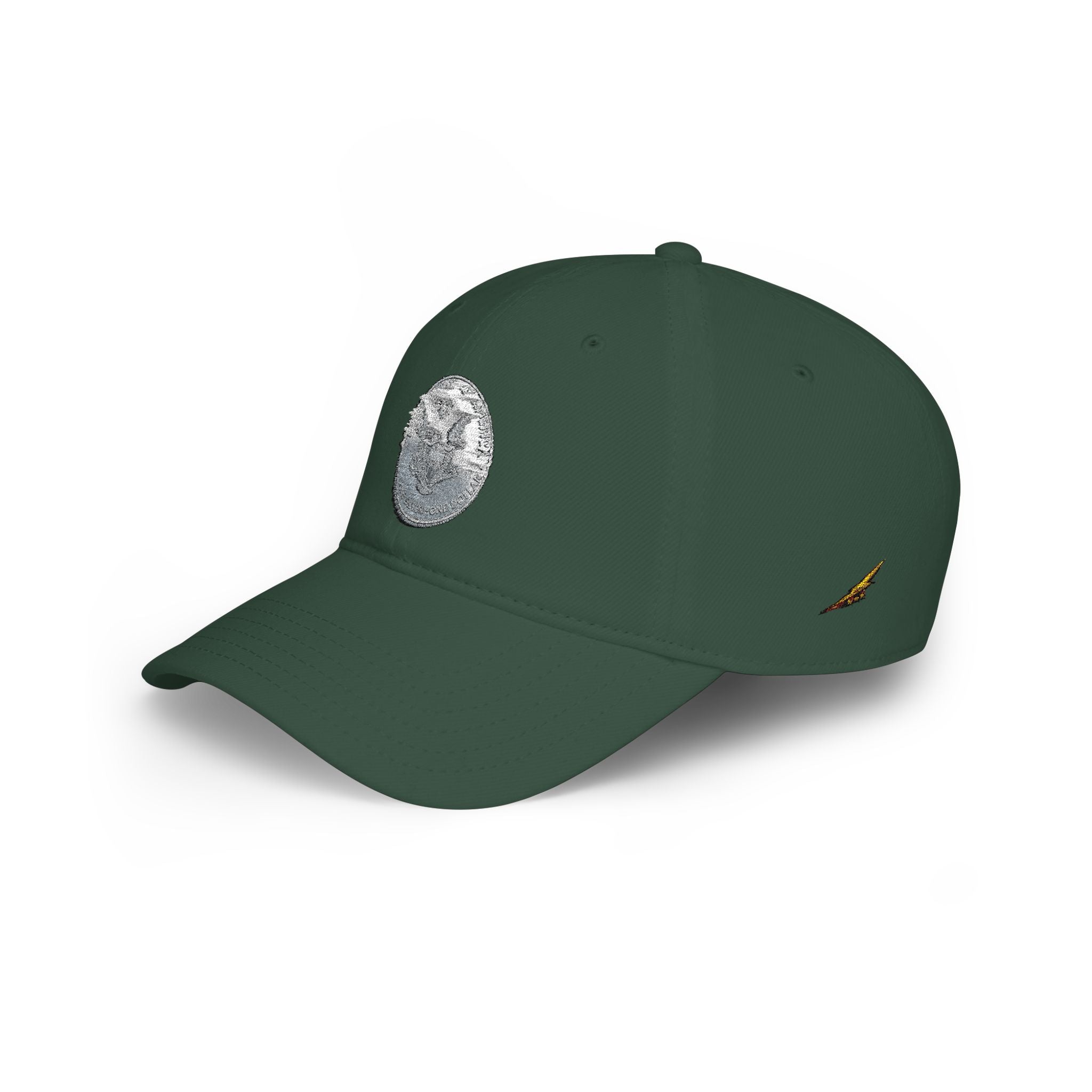 Low Profile Baseball Cap with Silver Coin Patch — Vintage Coin Dad Hat, Casual Streetwear Cap