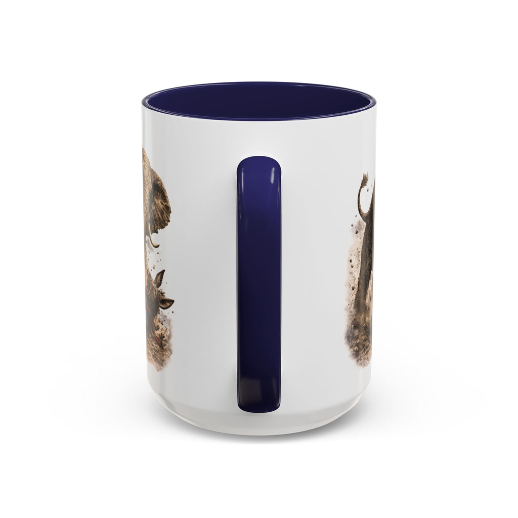 Elephant Charge Accent Coffee Mug — Dramatic Wildlife Illustration (11/15oz)