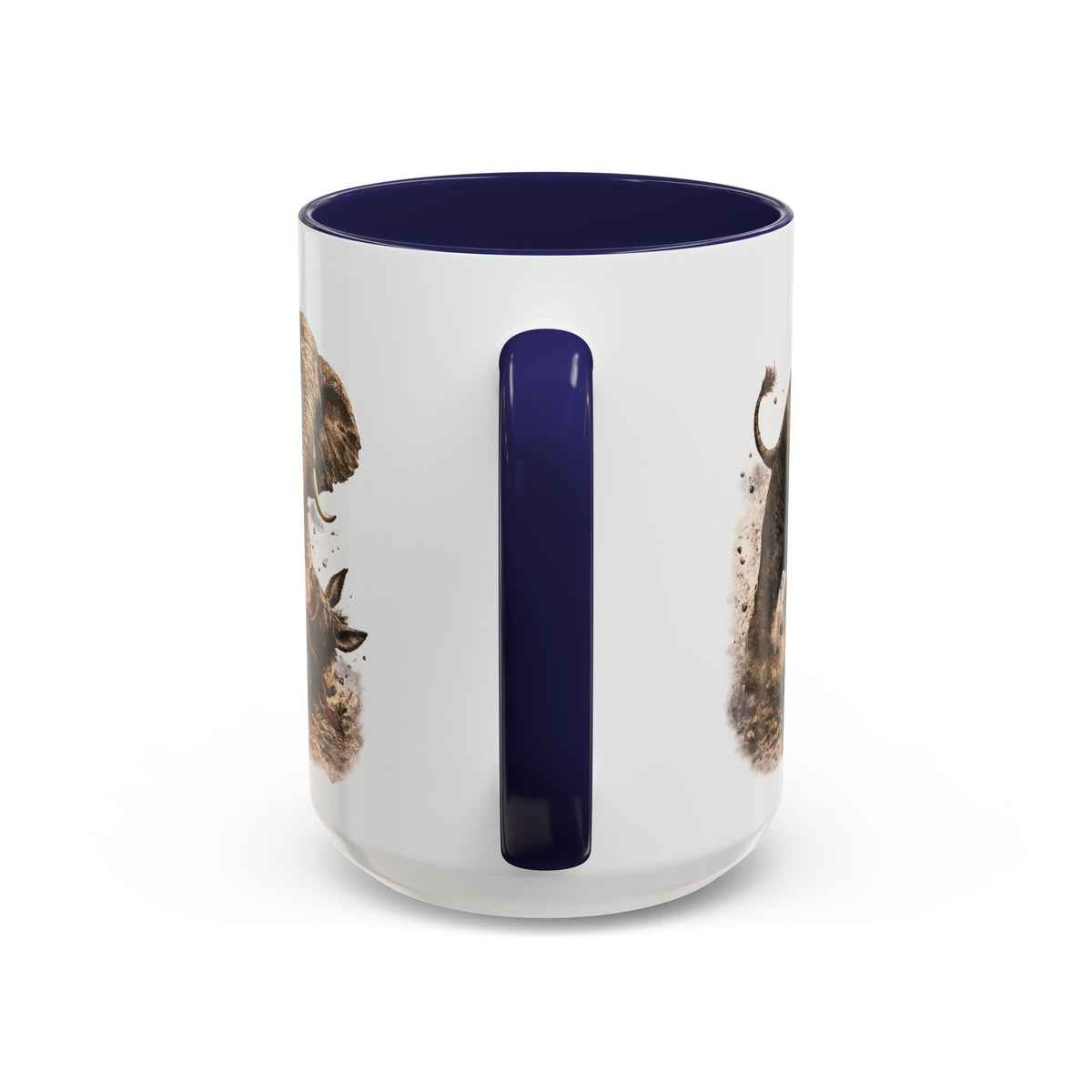 Elephant Charge Accent Coffee Mug — Dramatic Wildlife Illustration (11/15oz)