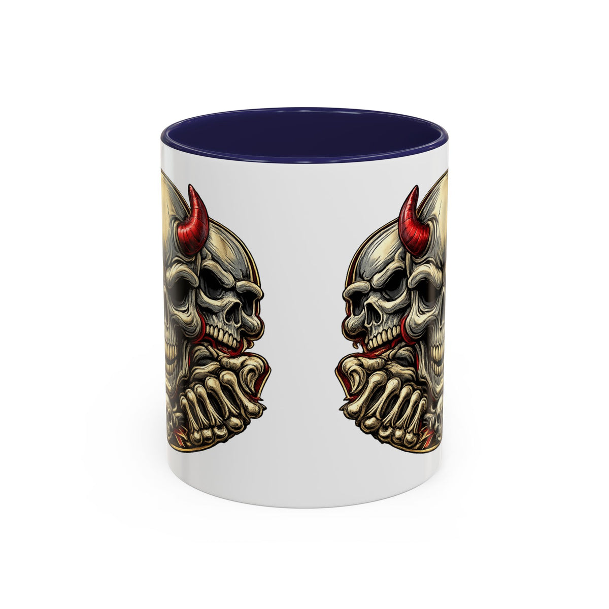 Devil Skull Accent Coffee Mug – Gothic Demon Skull Design (11/15 oz)