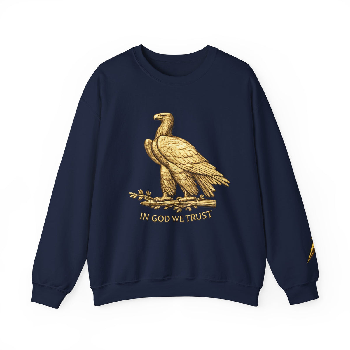Crewneck Sweatshirt — Gold Eagle 'In God We Trust' Patriotic Pullover