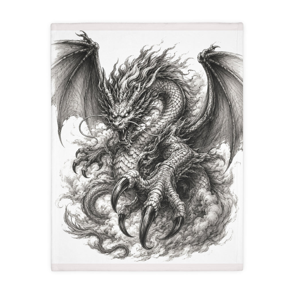 Dragon Claw Velveteen Blanket – Black Ink Fantasy Microfiber Throw