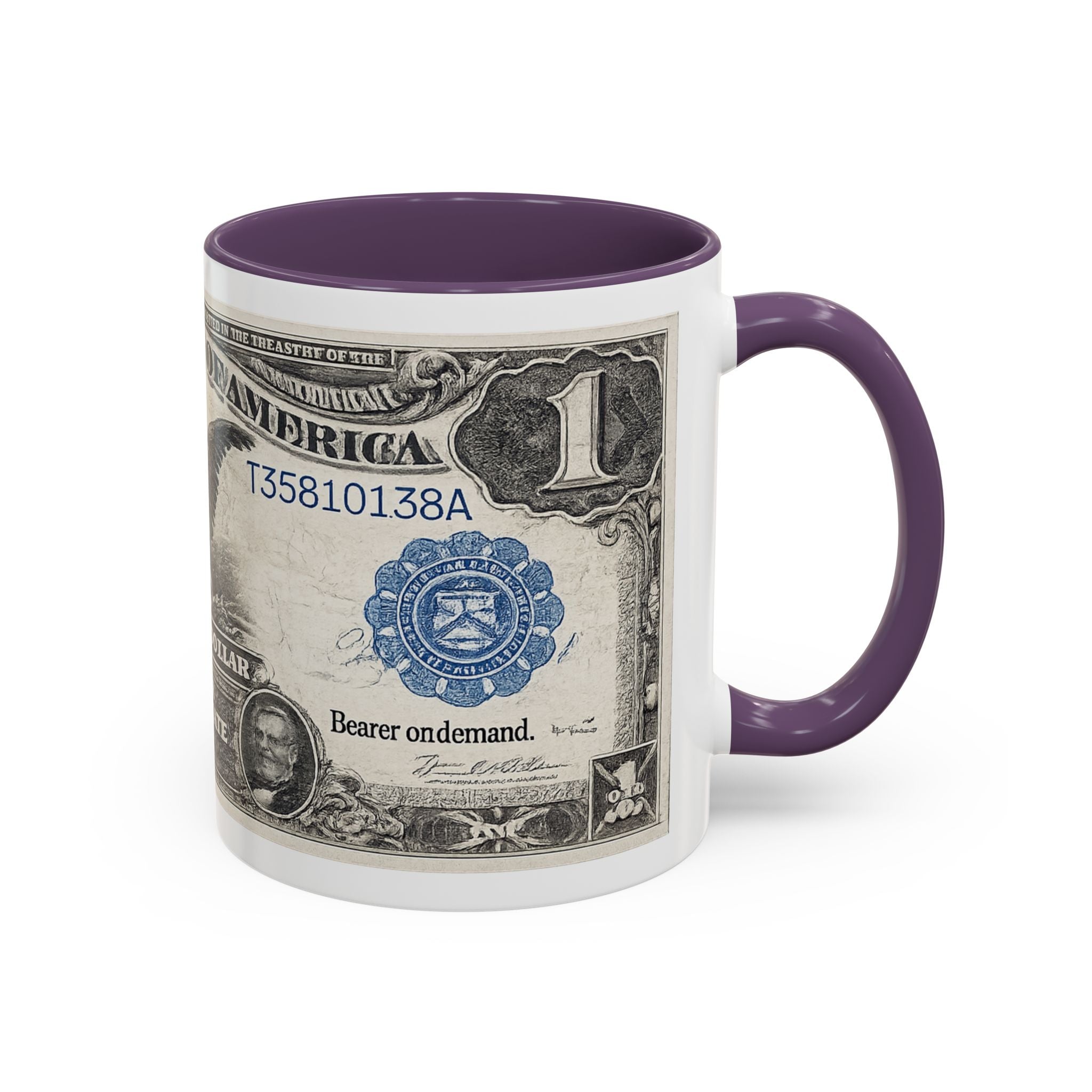 Dollar Bill Accent Coffee Mug — Vintage US Currency Design (11/15oz)