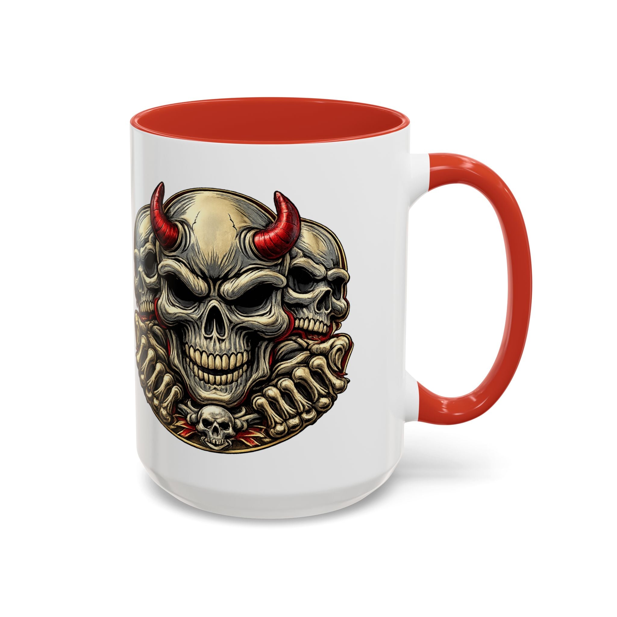 Devil Skull Accent Coffee Mug – Gothic Demon Skull Design (11/15 oz)