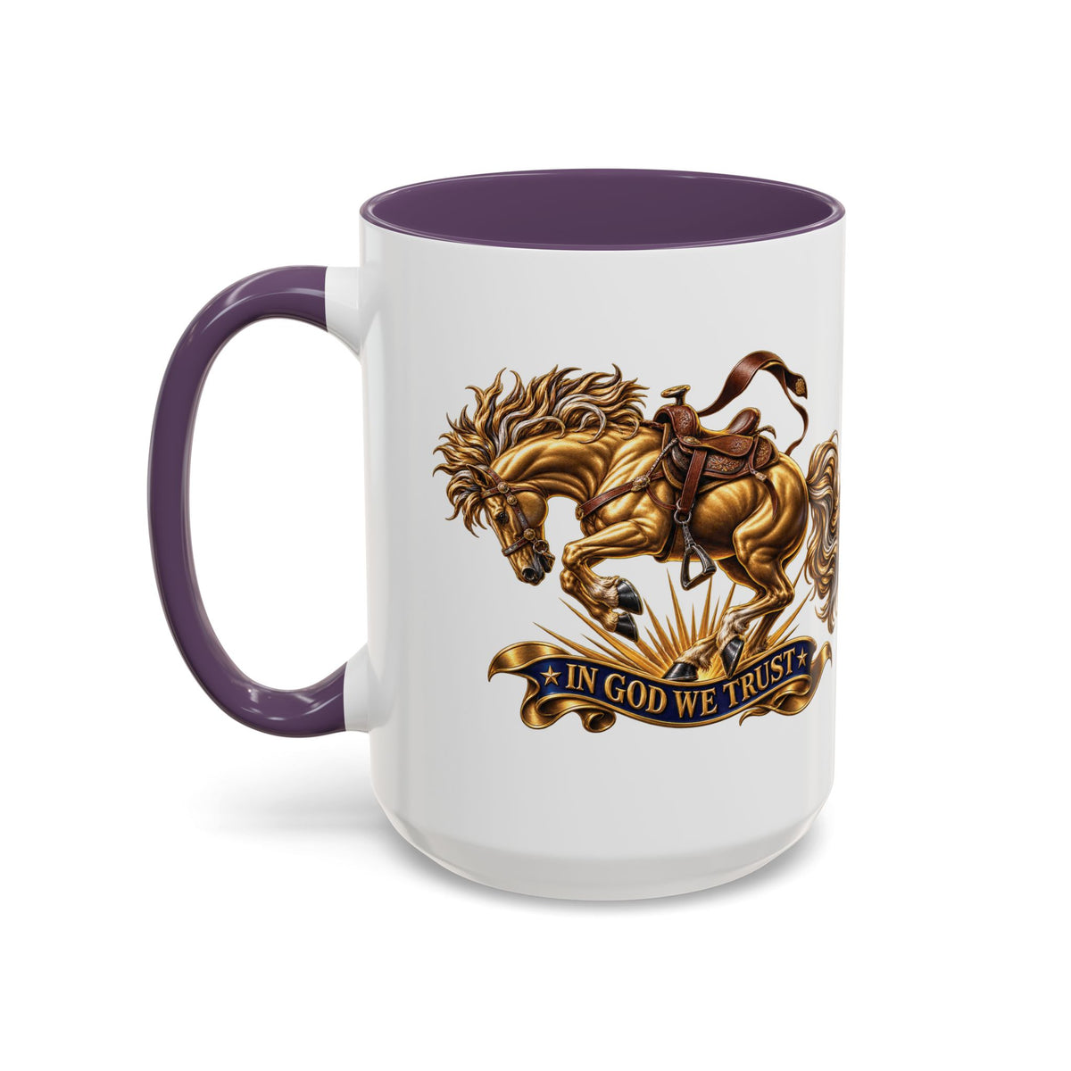 In God We Trust Golden Horse Accent Coffee Mug