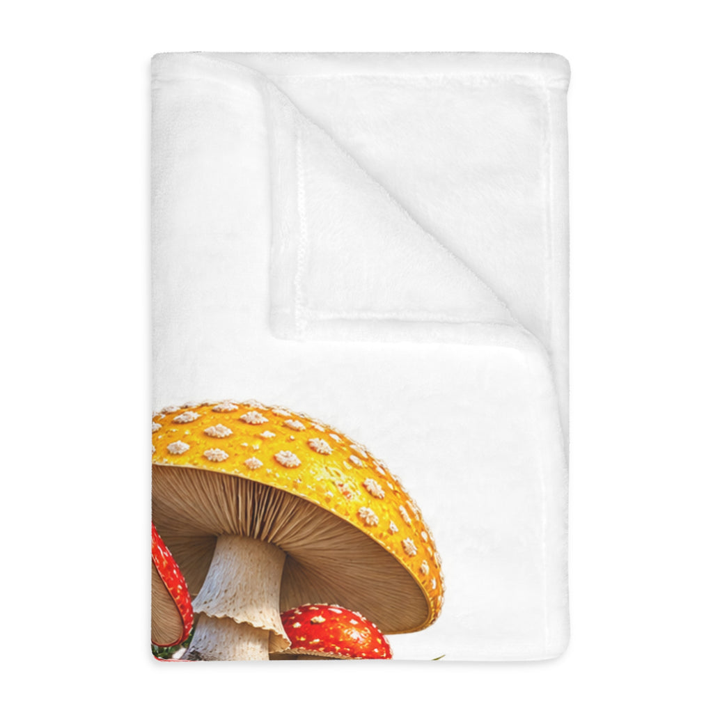 Psychedelic Toadstool Mushroom Blanket — Colorful Fungi Velveteen Throw