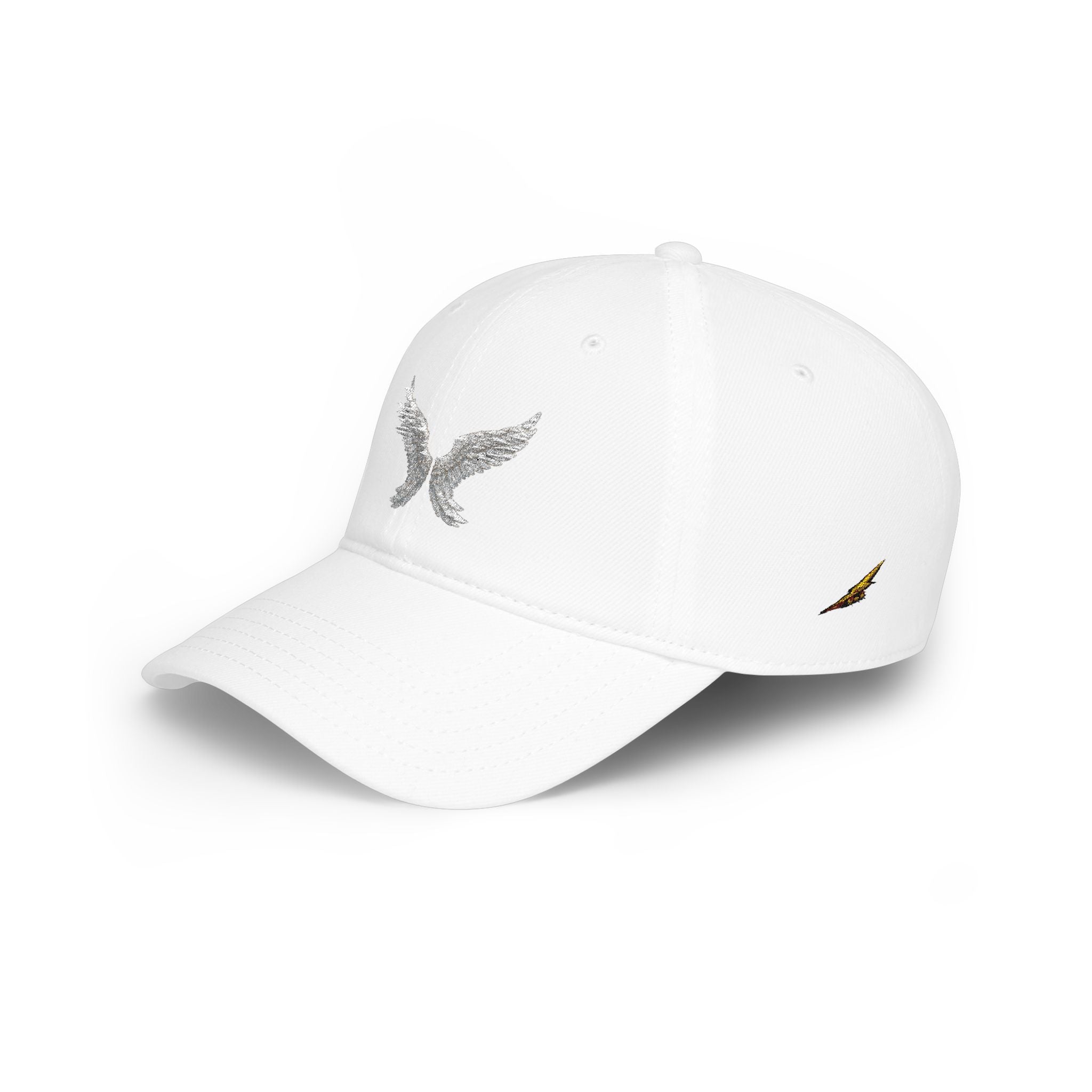Silver Angel Wings Embroidery — Low Profile Baseball Cap