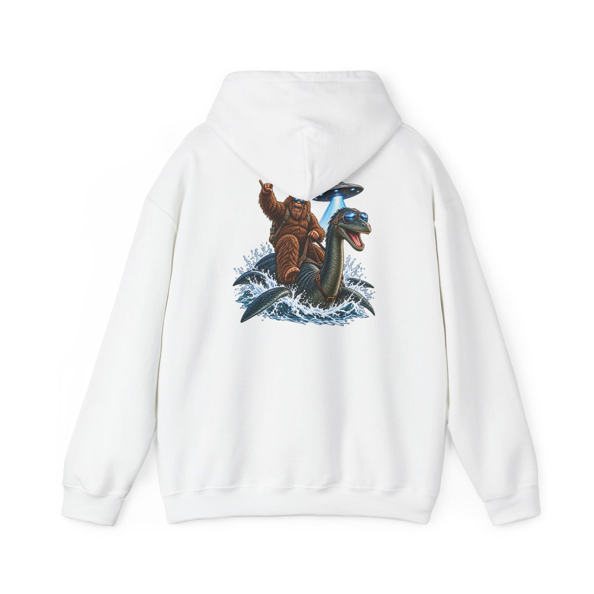 Loch Ness Monster Ride Hoodie — Retro Bigfoot & Nessie Graphic Sweatshirt
