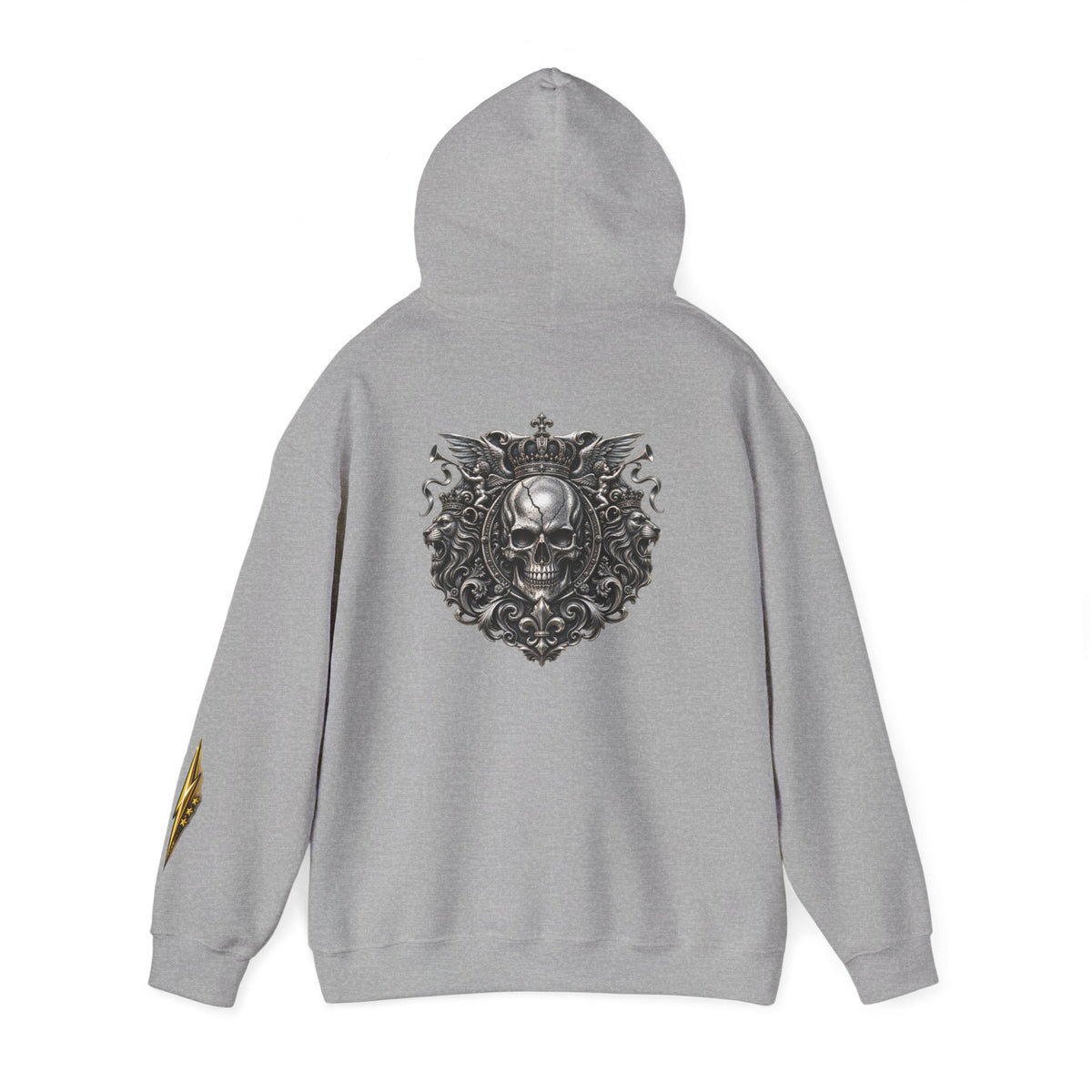 Skull Crest Hoodie – Gothic Ornate Skull Back Graphic Sweatshirt