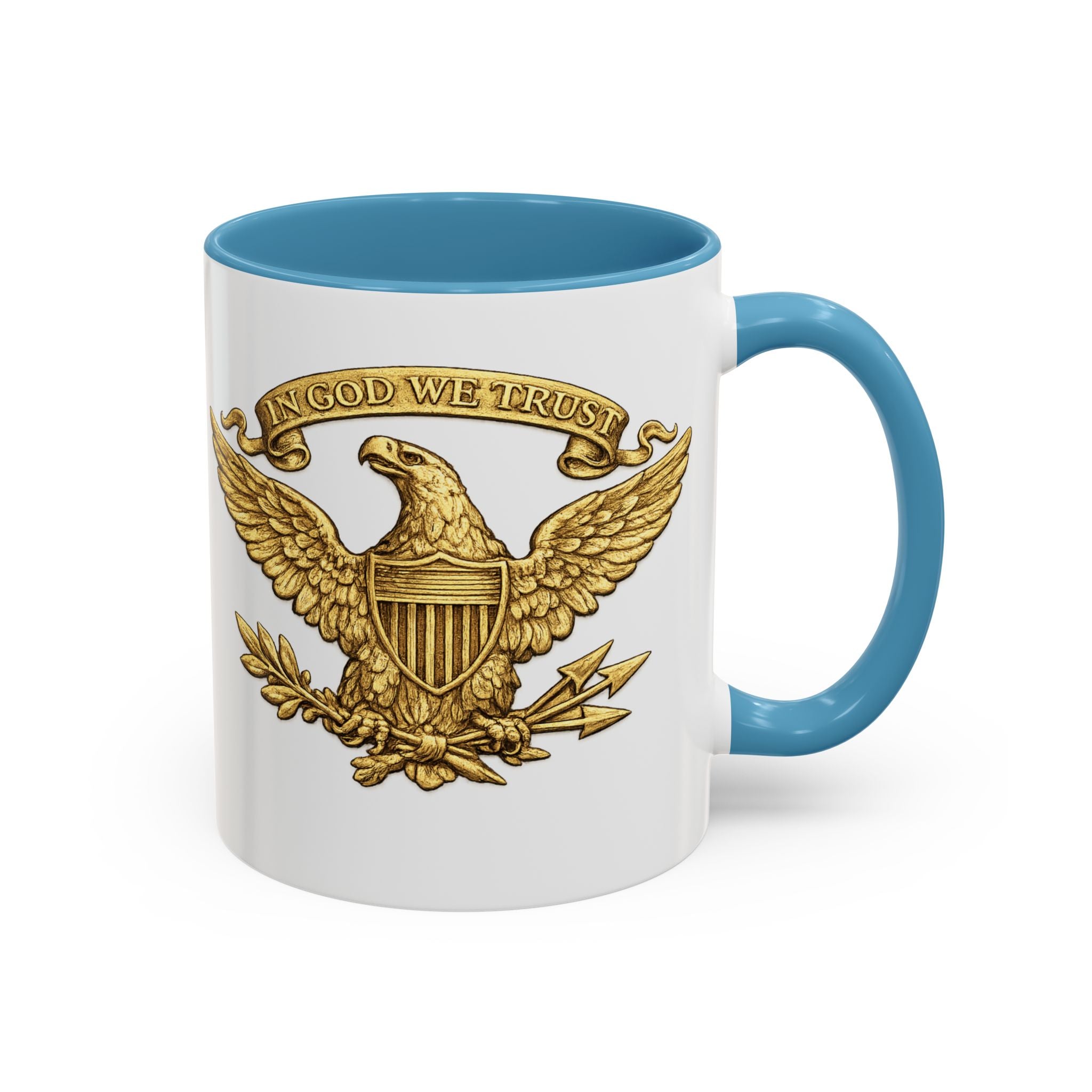 Gold Eagle 'In God We Trust' Accent Coffee Mug — Patriotic 11/15oz