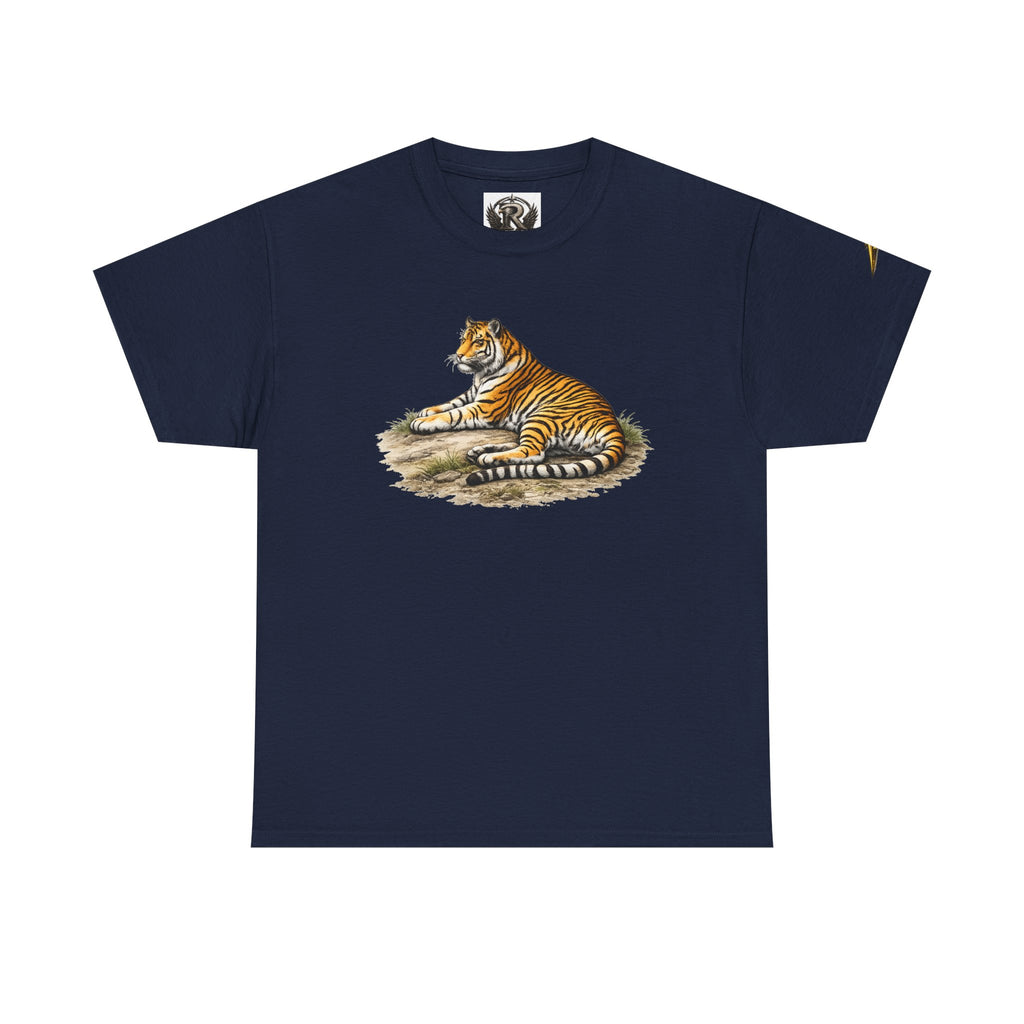 Tiger Graphic T-Shirt — Vintage Lying Tiger Illustration Tee