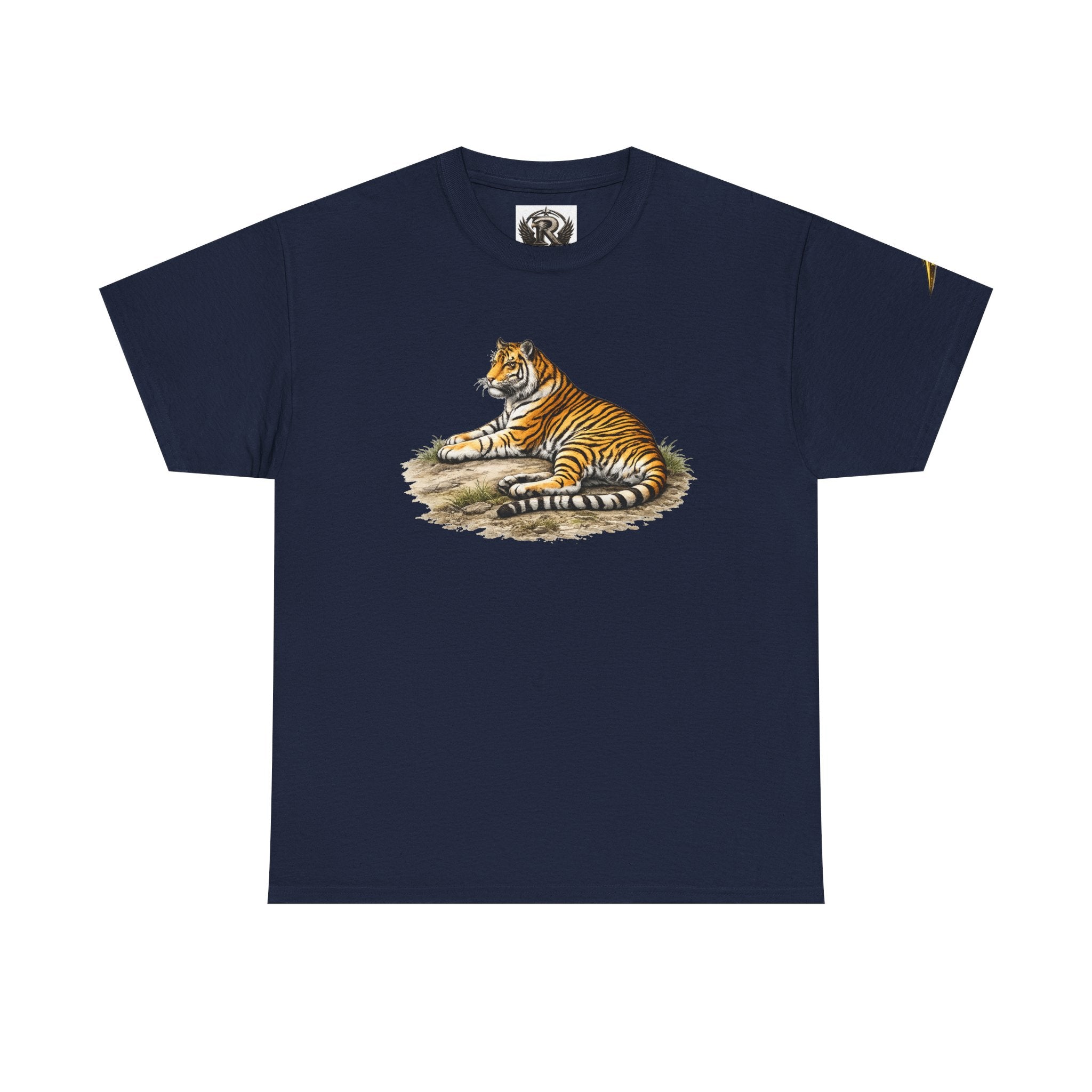 Tiger Graphic T-Shirt — Vintage Lying Tiger Illustration Tee