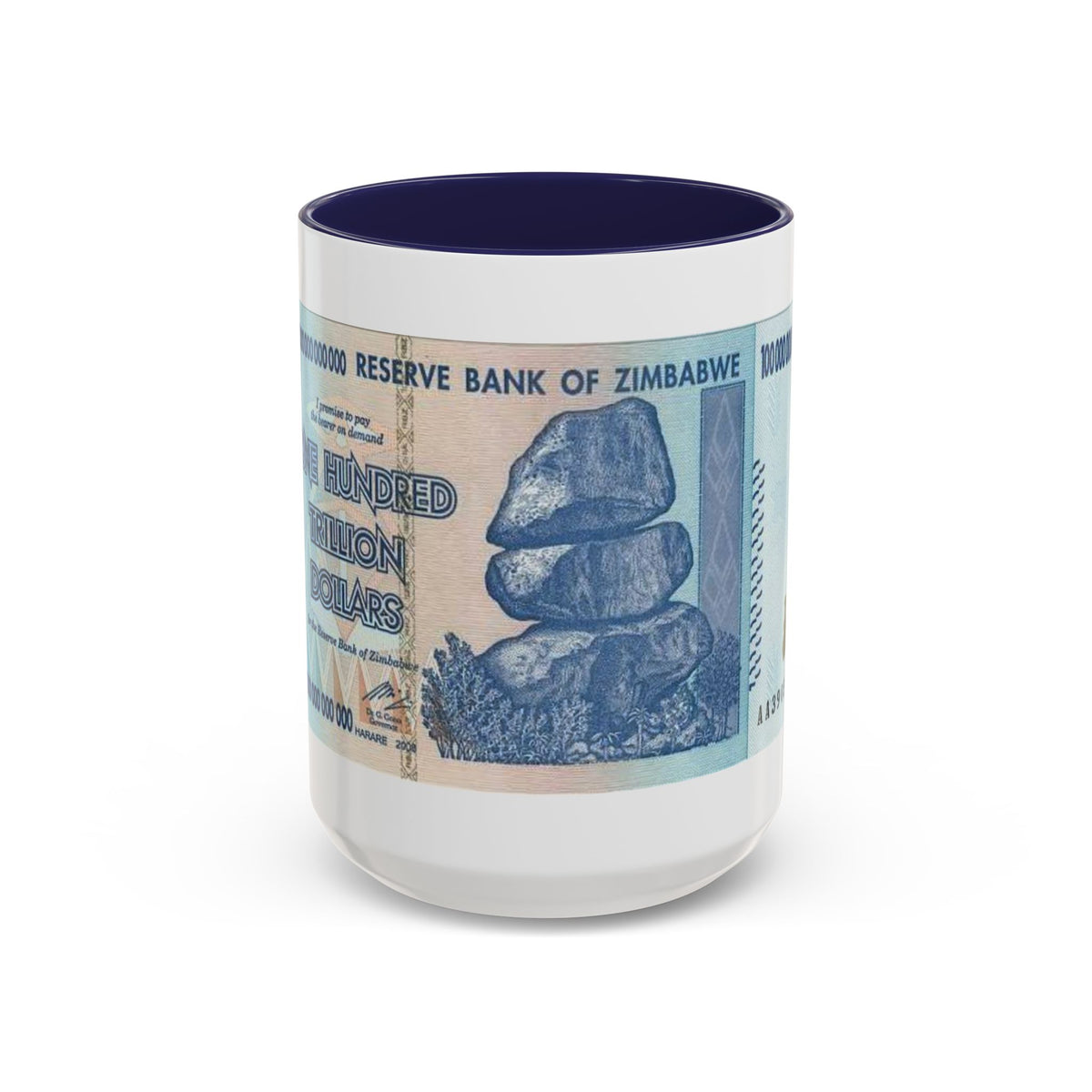 Zimbabwe Trillion Dollar Note Coffee Mug — Vintage Currency Accent Mug (11/15oz)