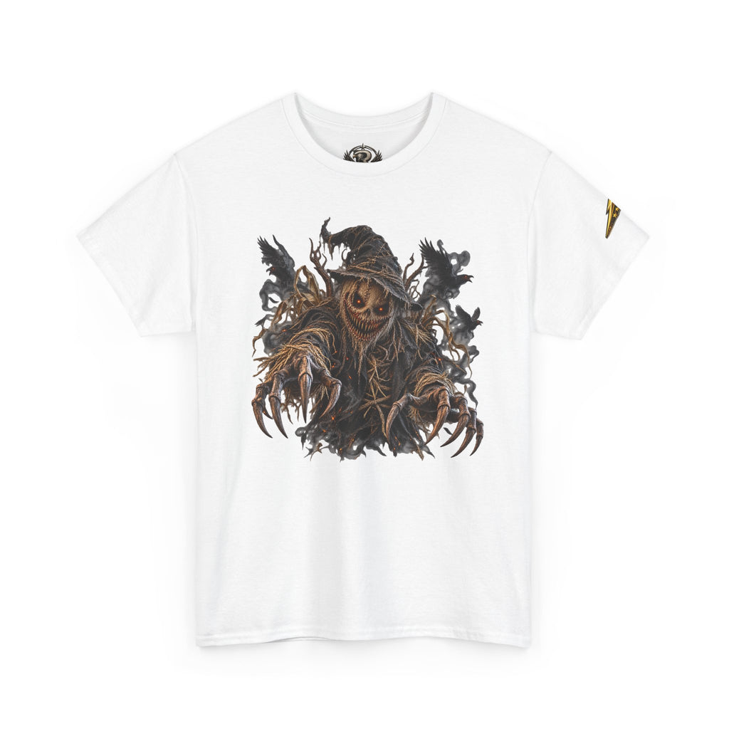 Scarecrow Reaper Graphic Tee — Spooky Halloween Horror Shirt