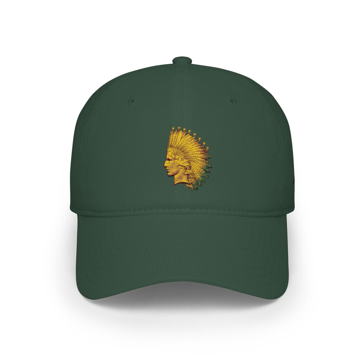 Native Feather Headdress Embroidered Cap — Low Profile Baseball Hat