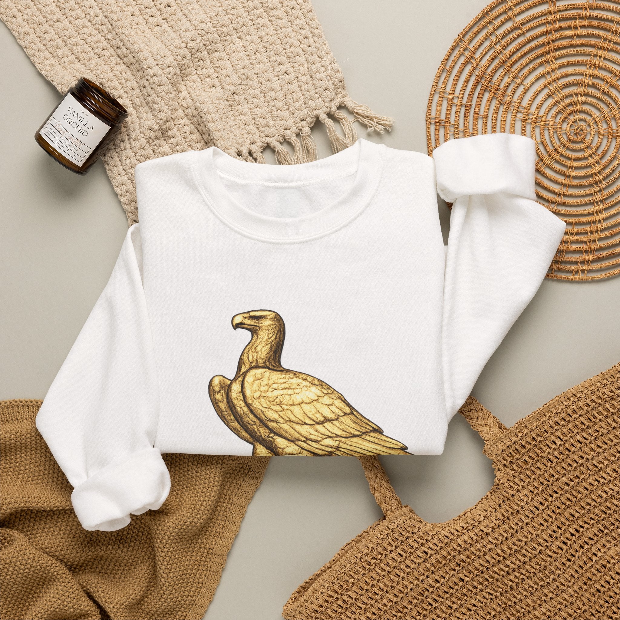 Crewneck Sweatshirt — Gold Eagle 'In God We Trust' Patriotic Pullover