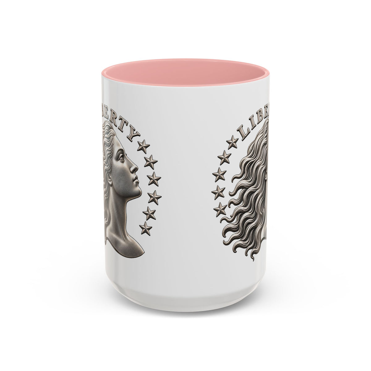 Liberty Coin Accent Coffee Mug — Vintage Lady Head Design (11/15 oz)